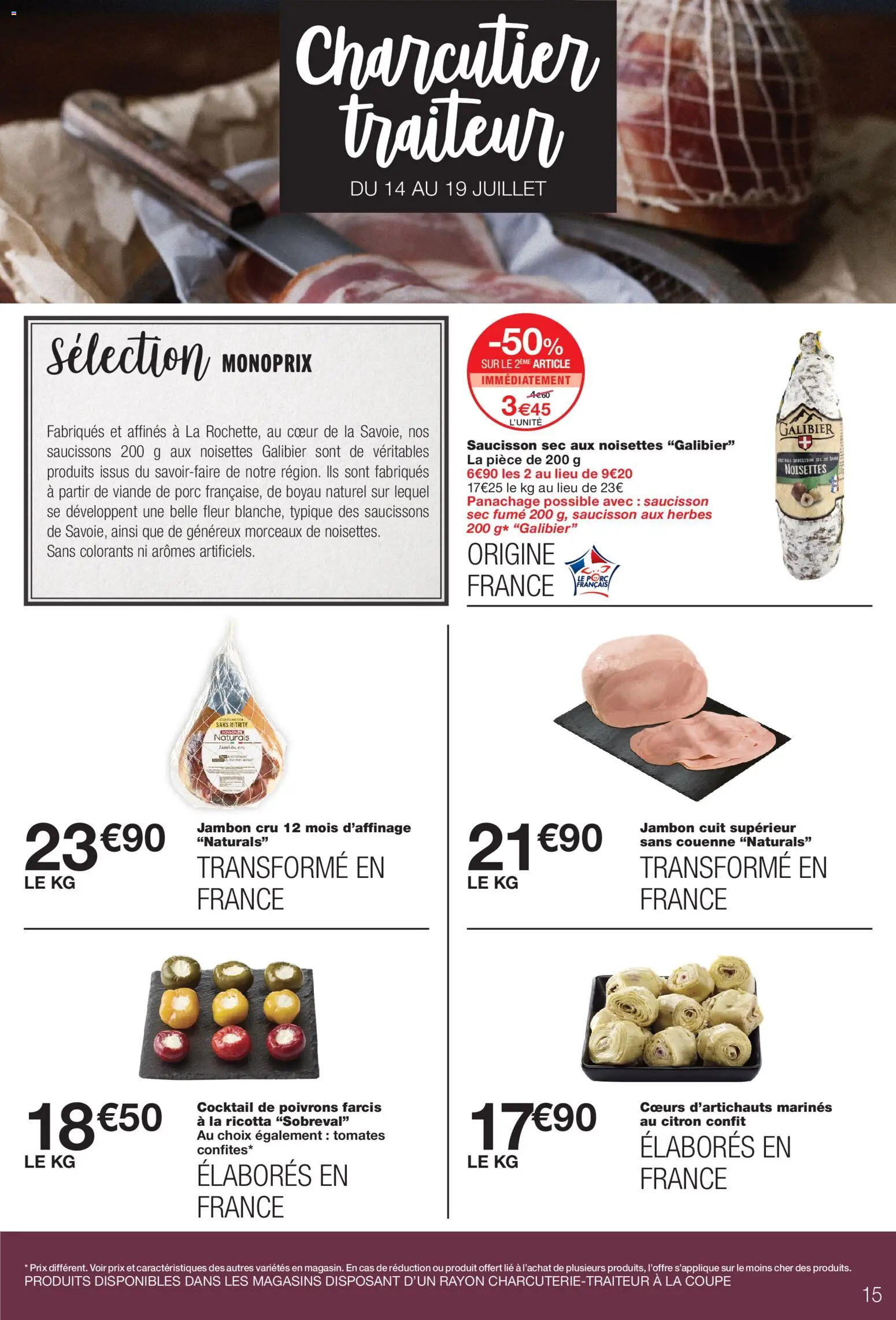 {H1} | Page: 15 | Produits: Jambon Cru, Jambon, Viande, Ricotta