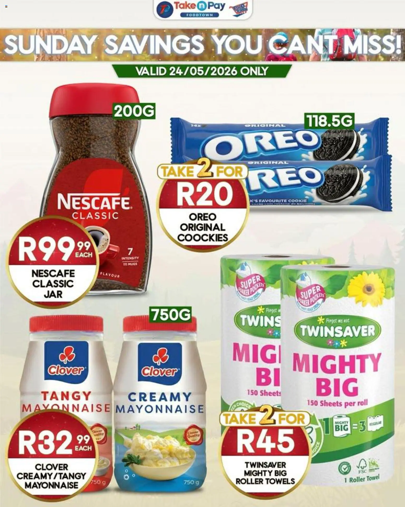 New Take n Pay catalogue – valid from 24.05.2026 | Page: 3 | Products: Towel, Mayonnaise, Roller towel