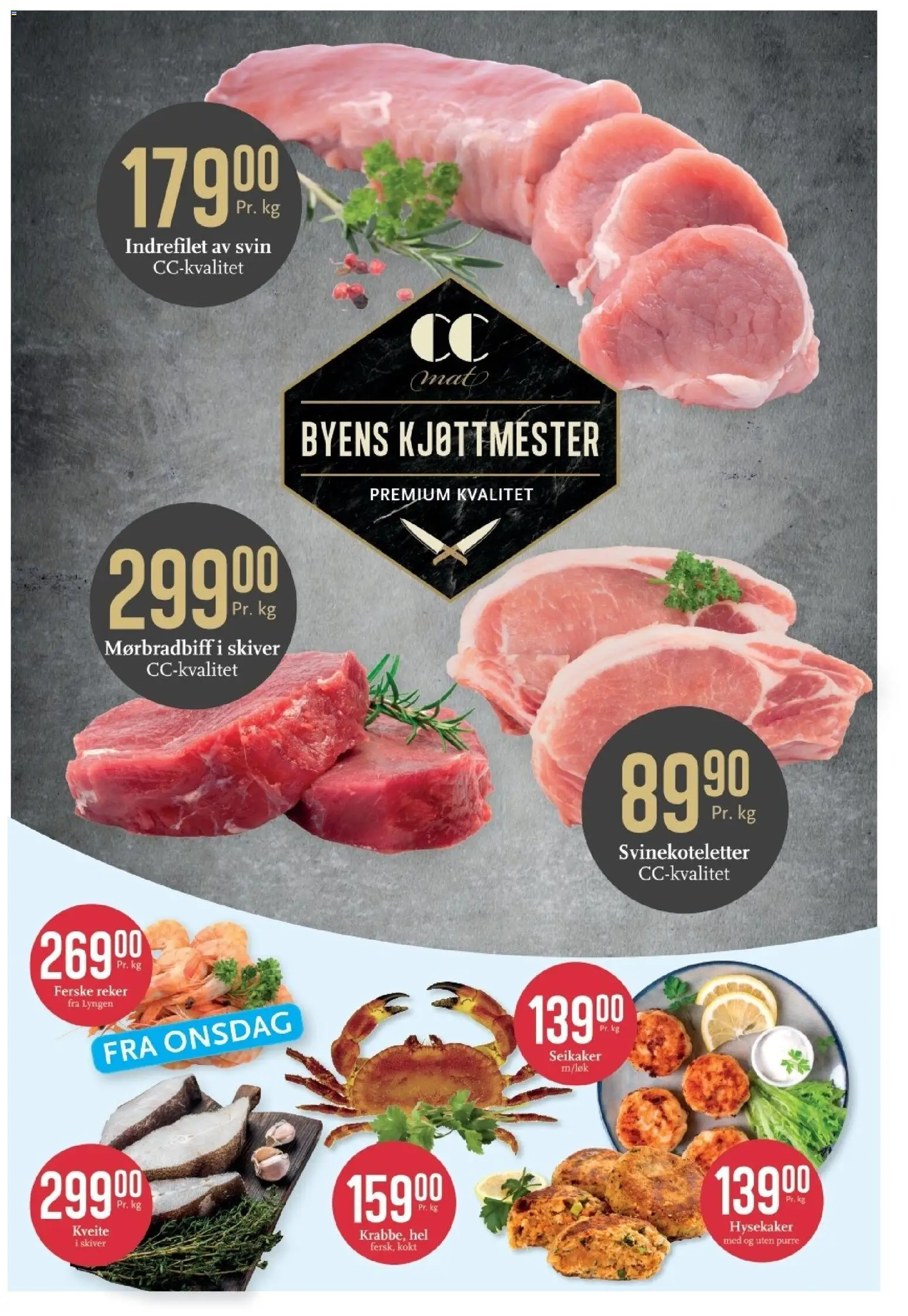 {H1} | Side: 10 | Produkter: Ferske reker, Purre, Kveite, Svinekoteletter