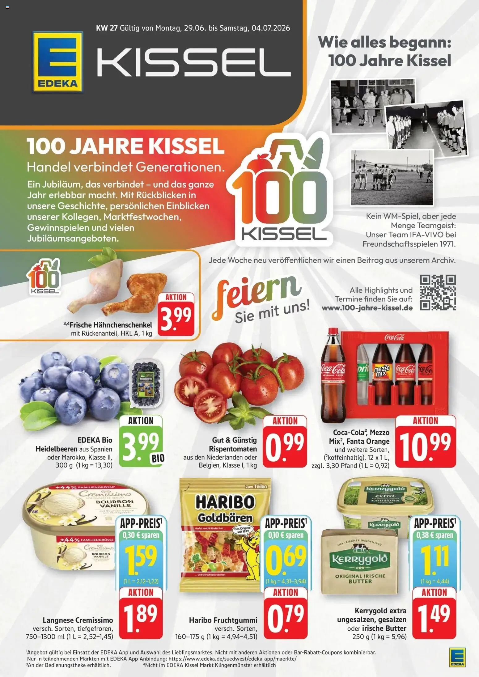 Edeka prospekt Altrip – gültig ab 29.06.2026 | Seite: 1 | Produkte: Langnese, Cremissimo, Fanta, Heidelbeeren