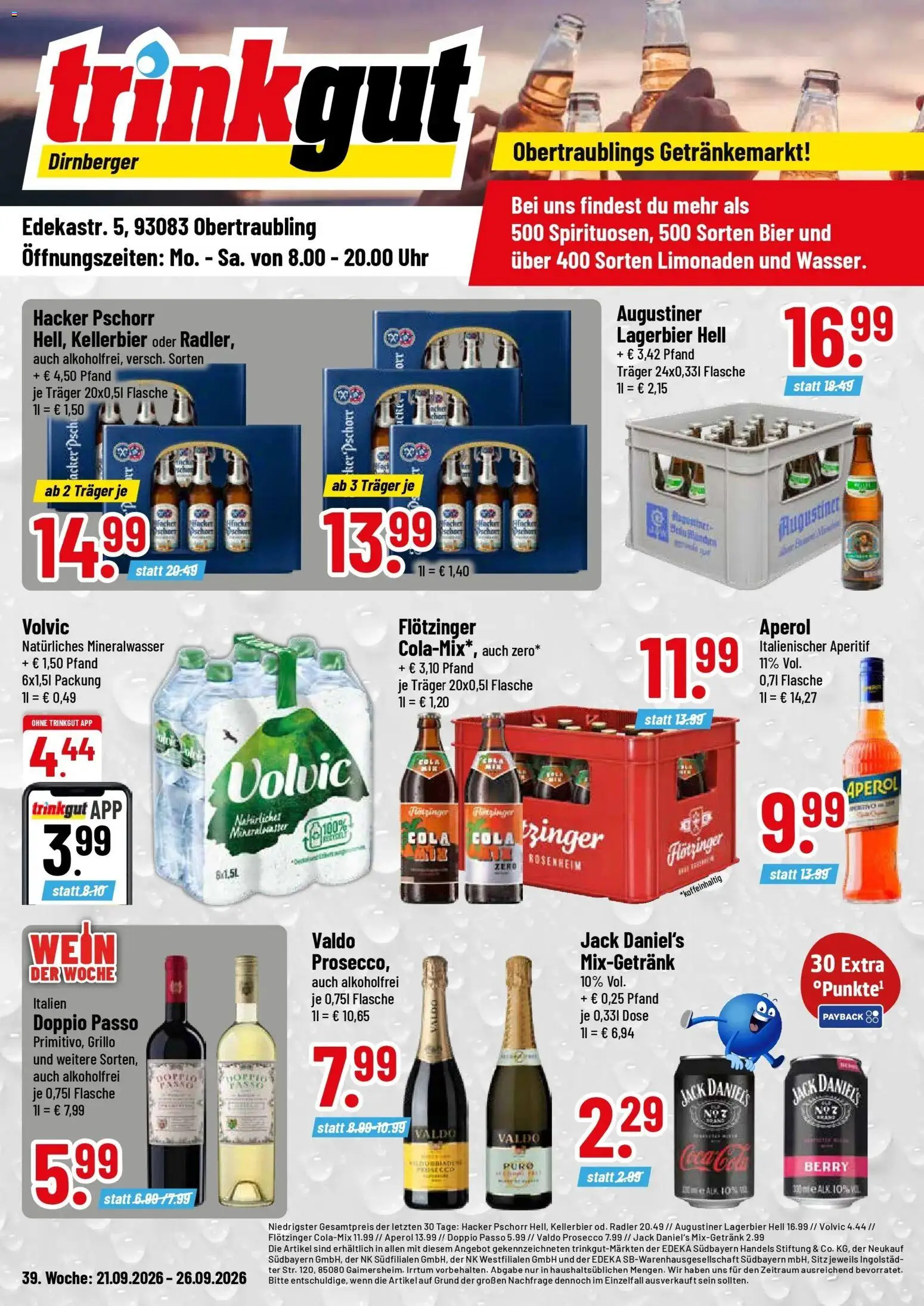 Trinkgut Prospekt Obertraubling (ab 21.09.2026) » Angebote online | Seite: 1 | Produkte: Coca cola, Bier, Mineralwasser, Radler