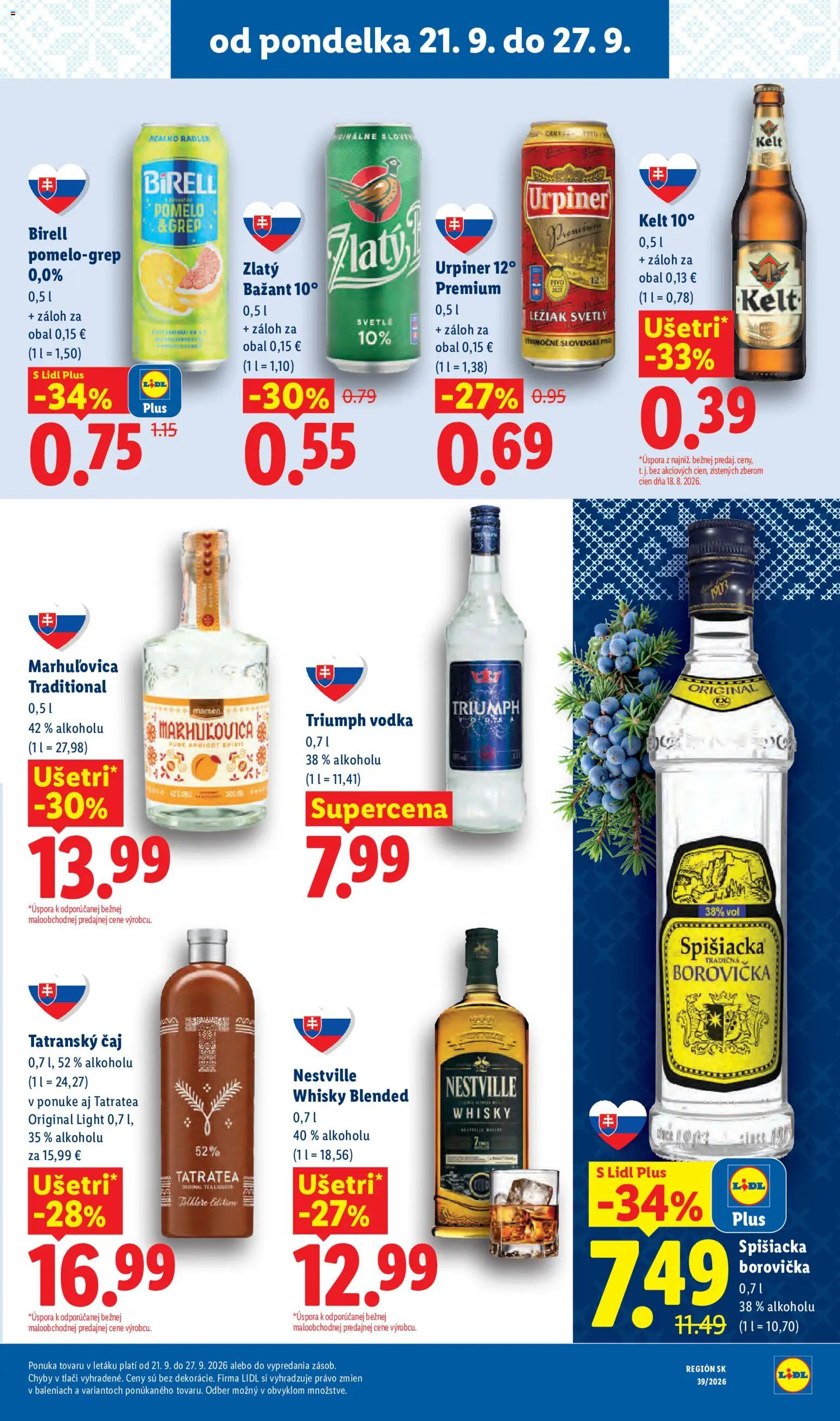 Nové Lidl akcie – leták je platný od 21.09.2026 | Strana: 31 | Produkty: Birell, Čaj, Borovička, Whisky
