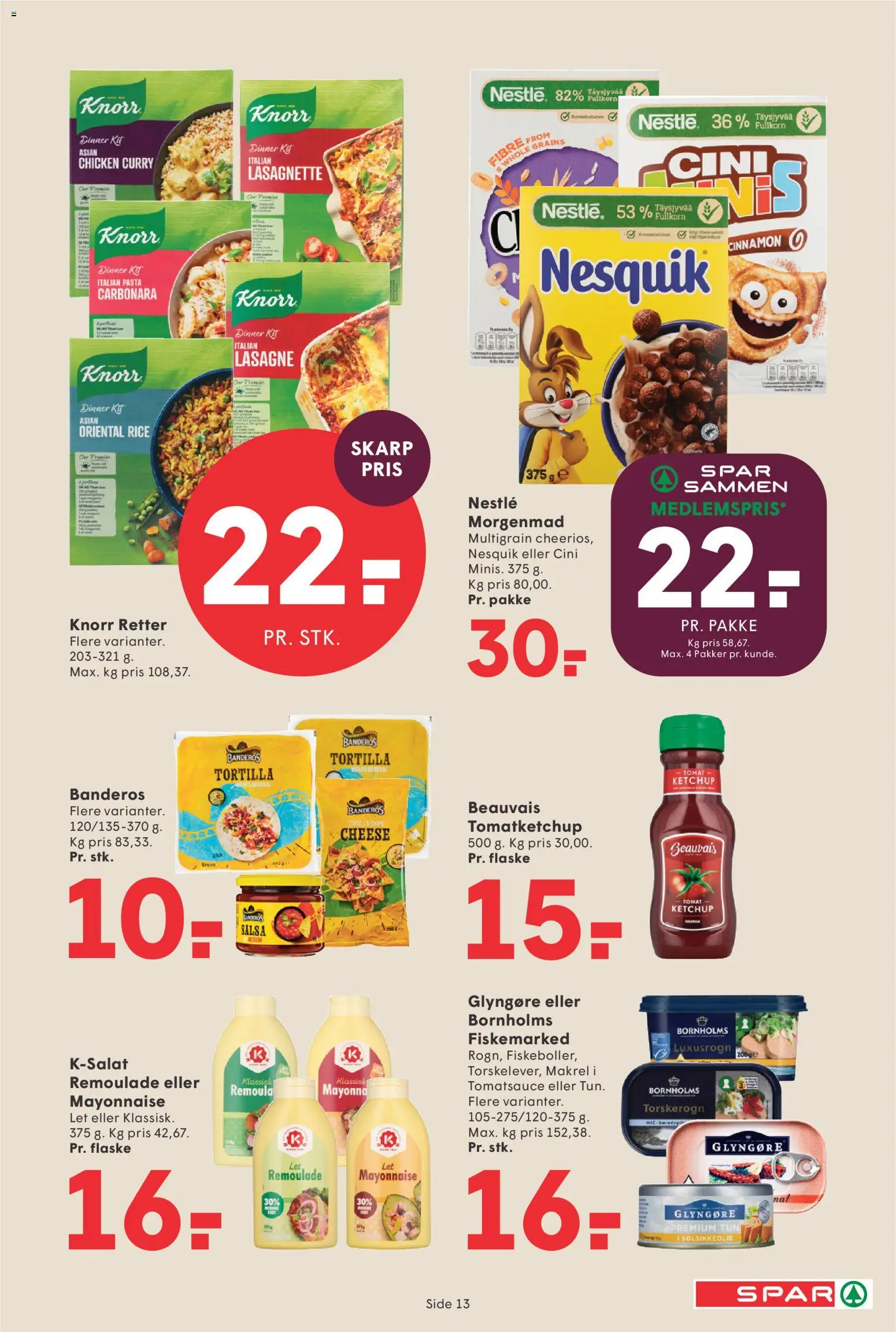 Spar tilbudsavis – gyldig fra 24/07/2026 | Side: 14 | Produkter: Pasta, Makrel, Tun, Torskerogn