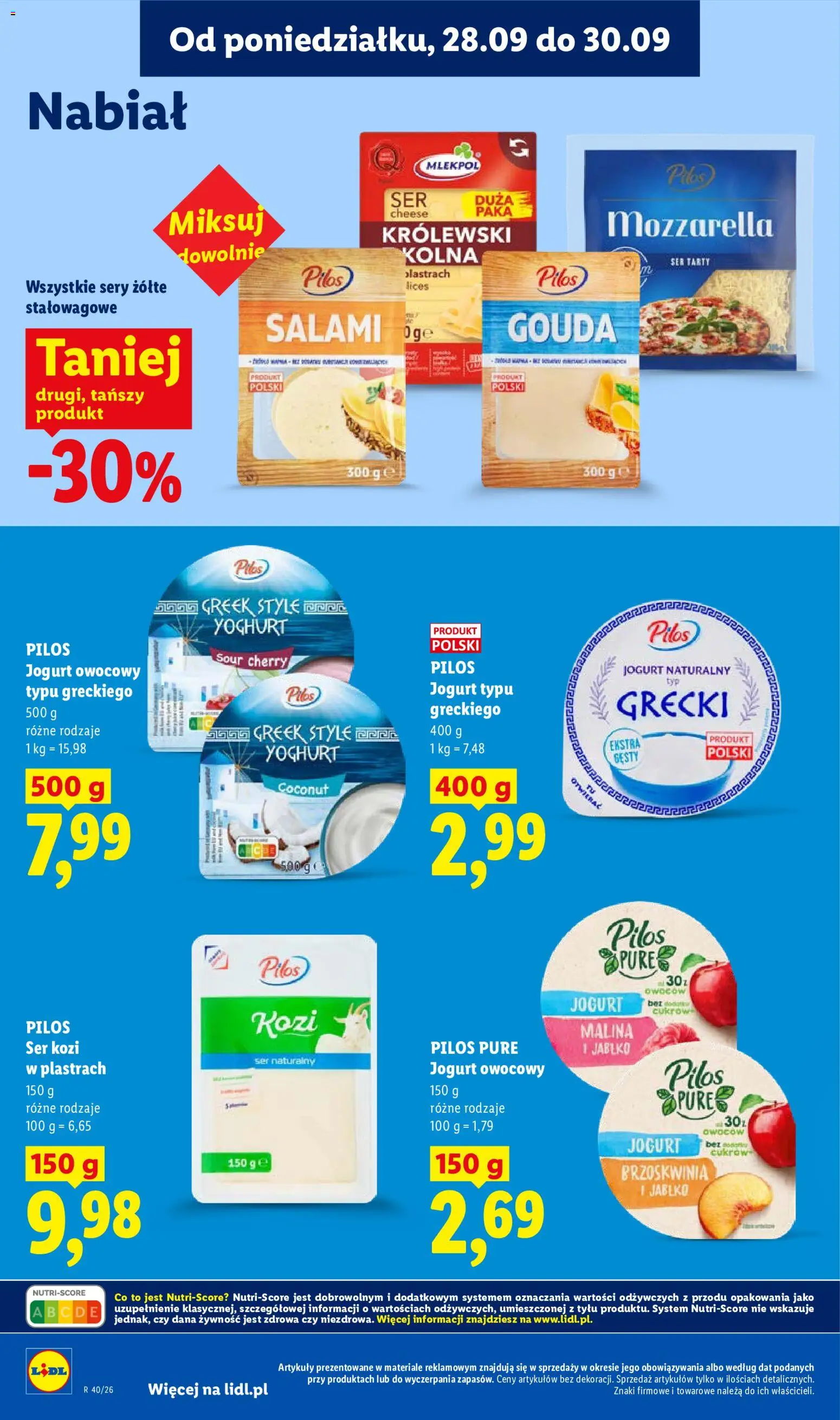 Lidl Polsko leták od 28.09.2026 | Strana: 62 | Produkty: Gouda, Jogurt, Mozzarella