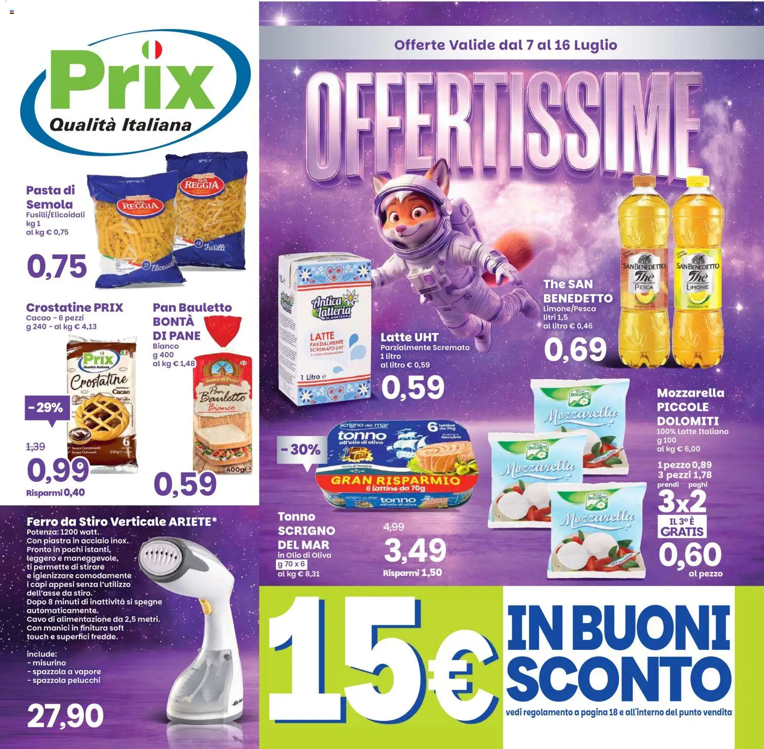 Volantino Prix del 07/07/2026 | Pagina: 1 | Prodotti: Spazzola, Latte, Pesca, Ferro da stiro