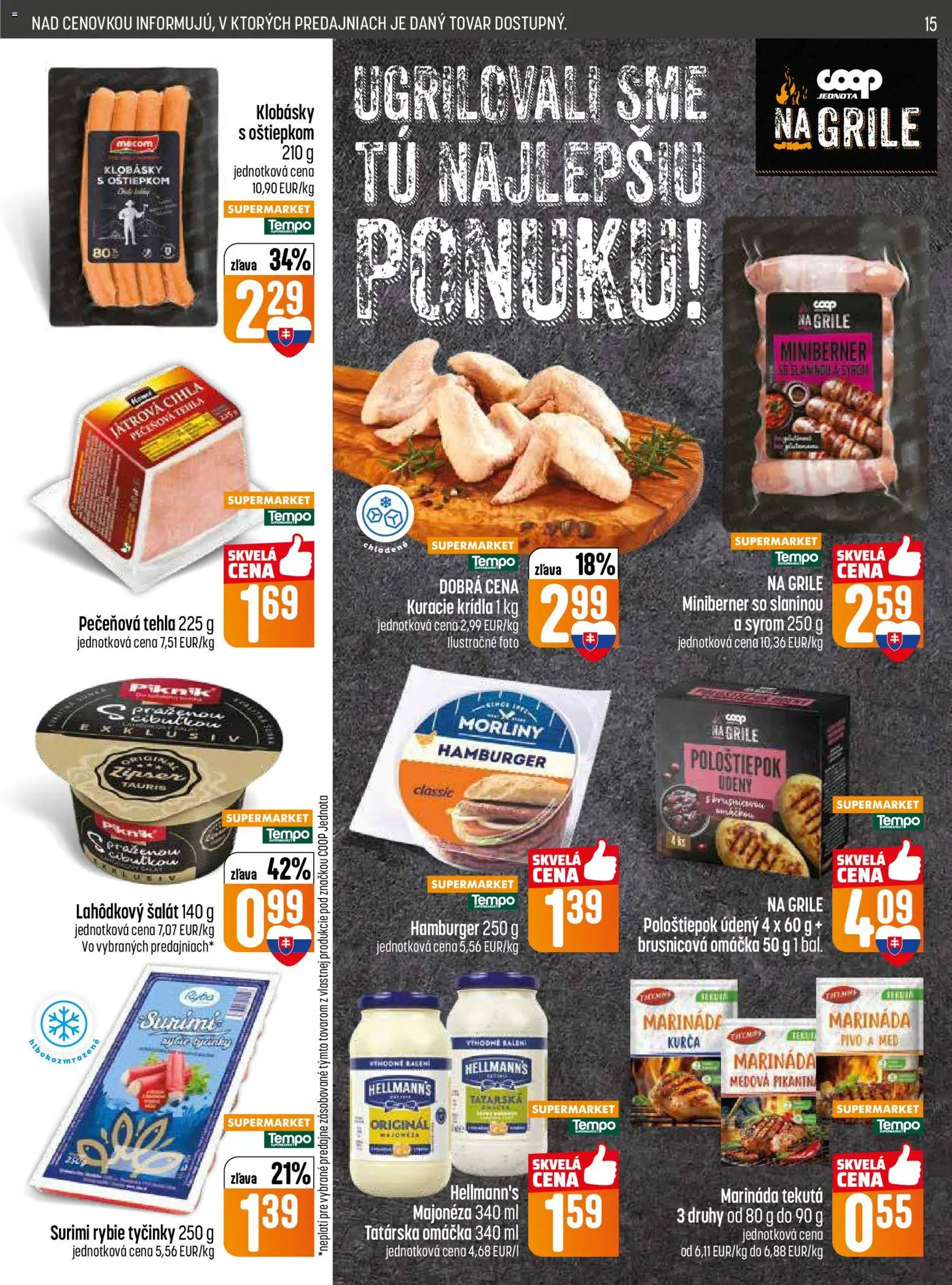 Nové COOP Jednota akcie – leták je platný od 28.05.2026 | Strana: 15 | Produkty: Pivo, Šalát, Kurča, Med