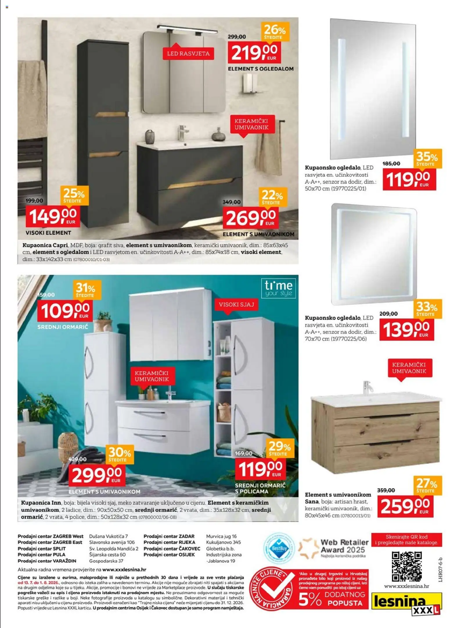 Lesnina katalog | vrijedi od 13.07.2026 | Stranica: 14 | Proizvodi: Umivaonik, Kupaonica, Rasvjeta
