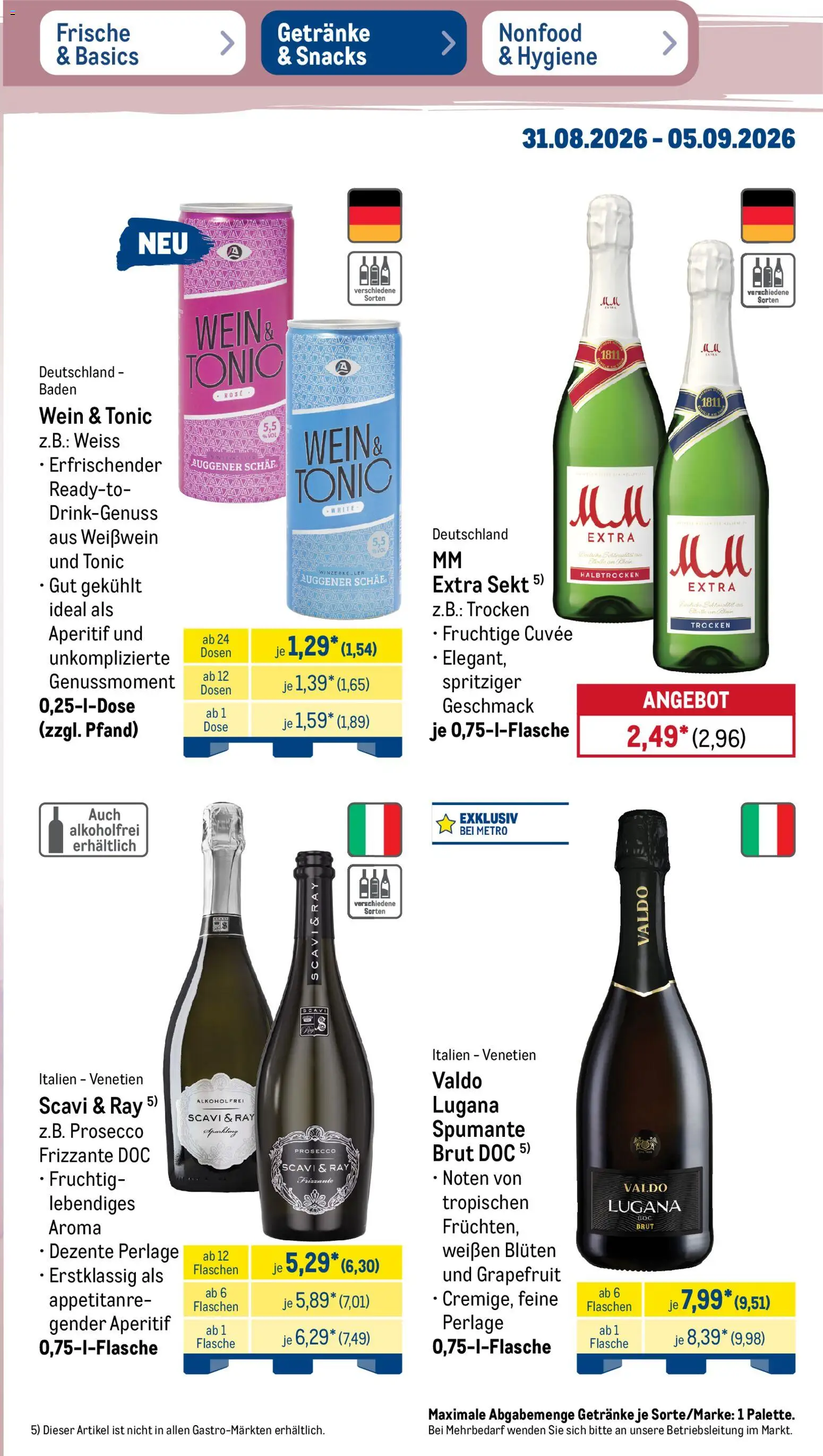 Metro Prospekt – gültig ab 31.08.2026 | Seite: 35 | Produkte: Weißwein, Sekt, Grapefruit, Wein