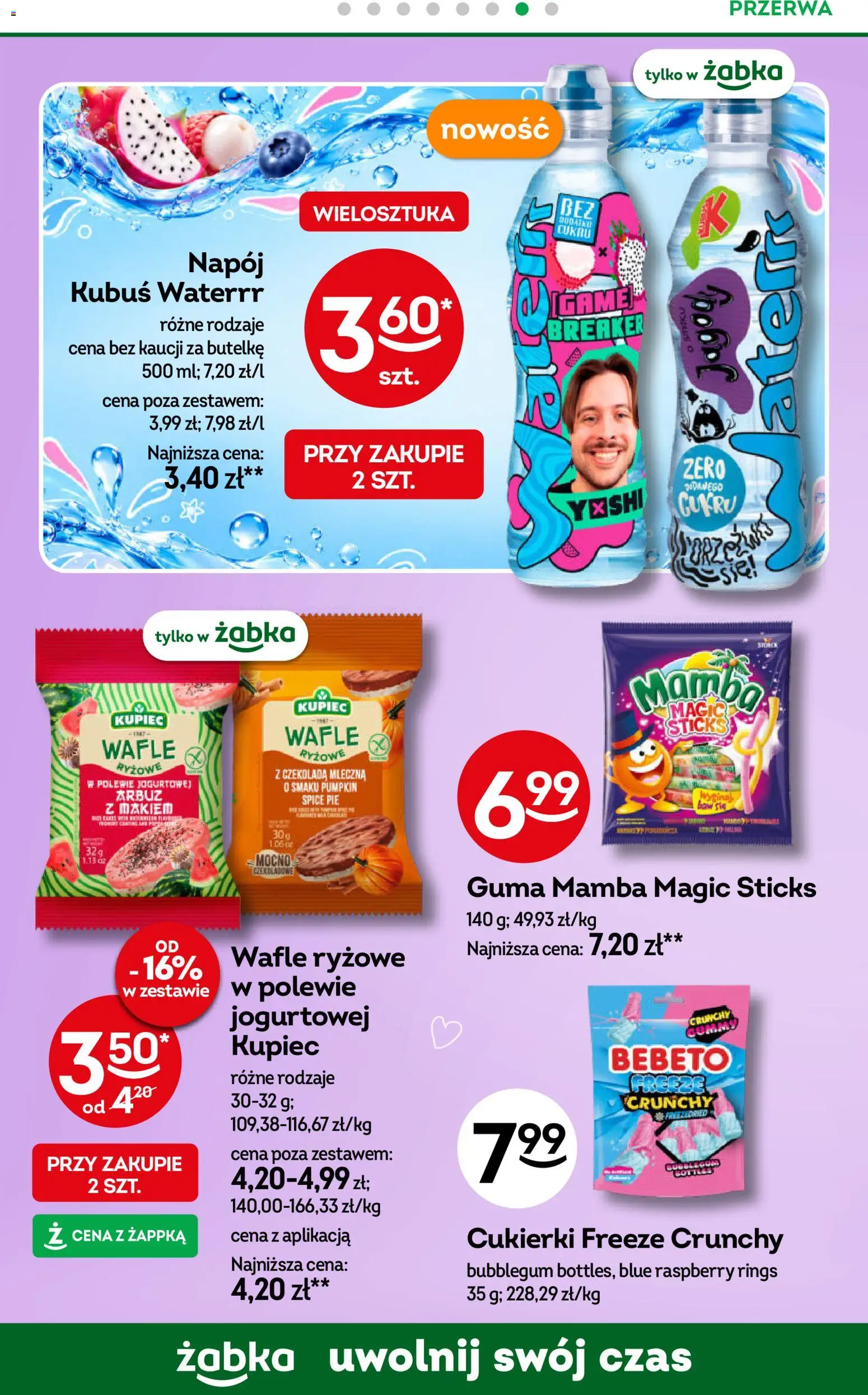 Żabka gazetka od 21.10.2026 | Strona: 52 | Produkty: Arbuz, Kubuś, Wafle ryżowe, Cukierki