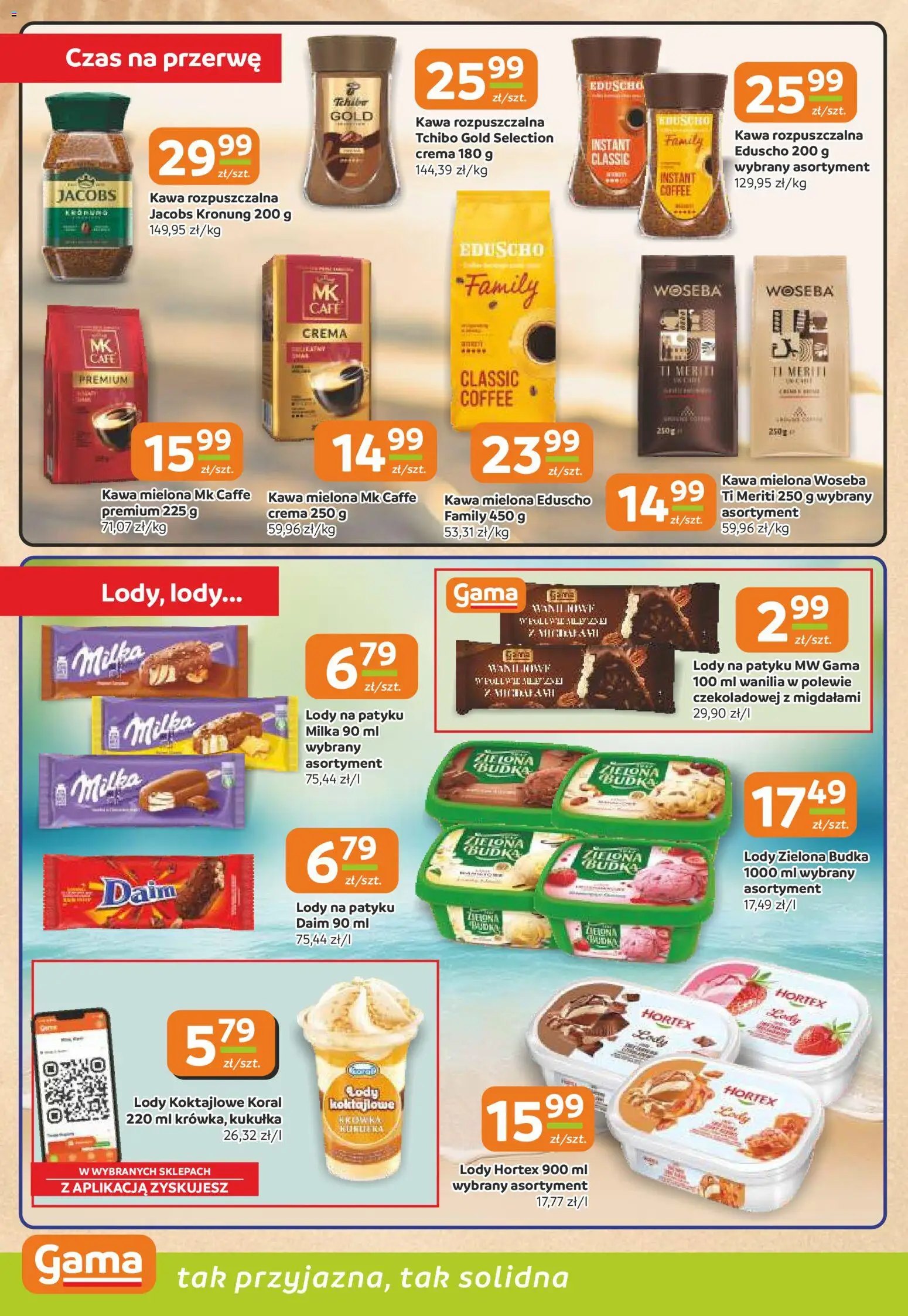 Gama gazetka od 30.07.2026 | Strona: 6 | Produkty: Kawa rozpuszczalna, Milka, Lody na patyku, Kawa