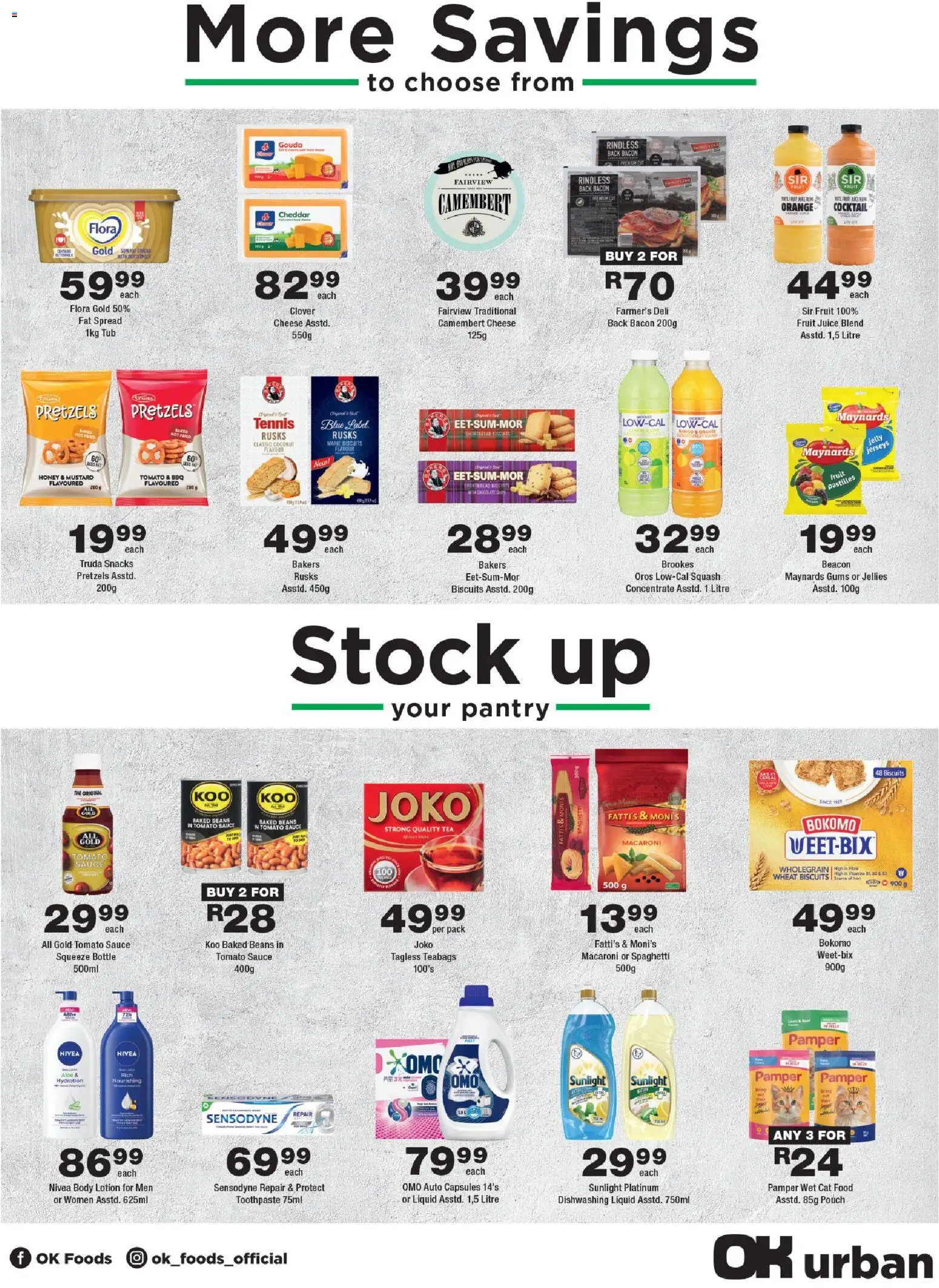 New OK Foods catalogue – valid from 25.05.2026 | Page: 3 | Products: Baked beans, Cheese, Mustard, Bacon