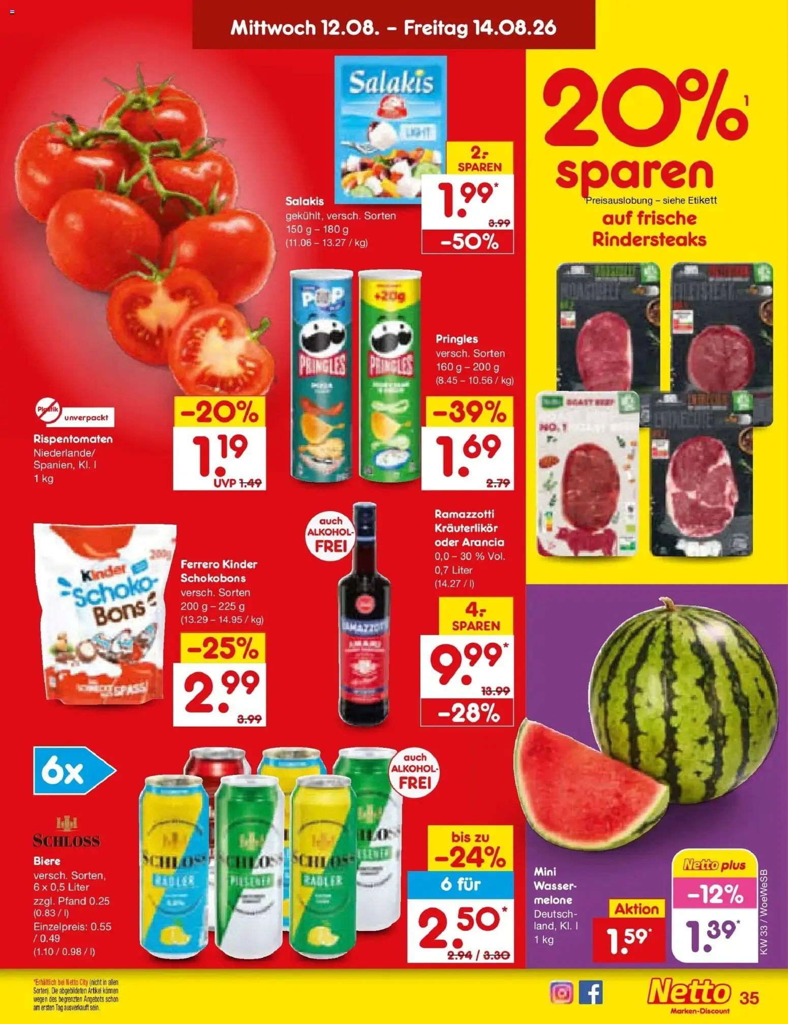 Netto Marken-Discount Prospekt Katzweiler (ab 10.08.2026) » Angebote | Seite: 49 | Produkte: Radler, Wasser, Melone, Pringles