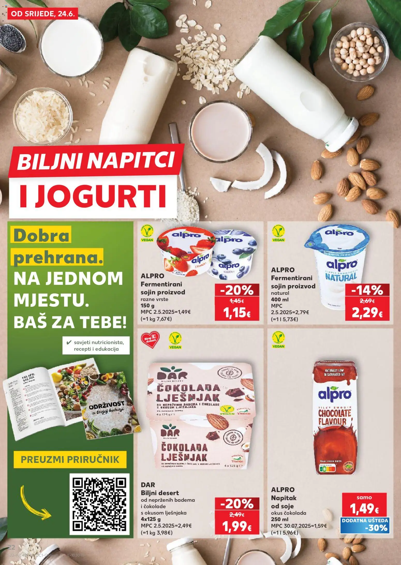 Kaufland HR akciós ujság - amely érvényes a következő dátumtól: 2026.06.24. | Oldal: 22 | Termékek: Alpro, Vegán, Saláta