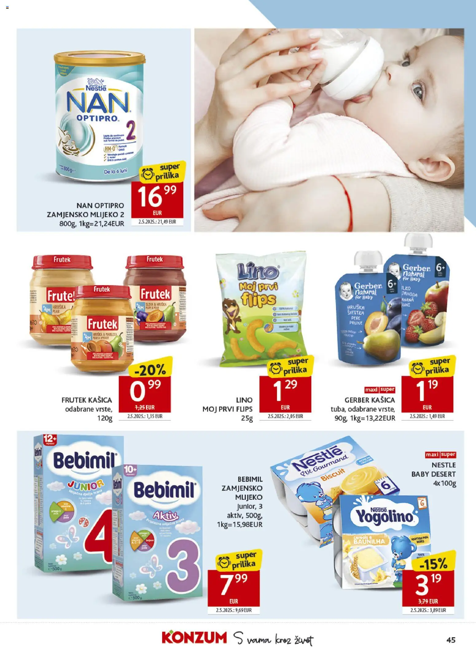 Konzum katalog | vrijedi od 14.10.2026 | Stranica: 45 | Proizvodi: Flips, Mlijeko, Desert, Lino