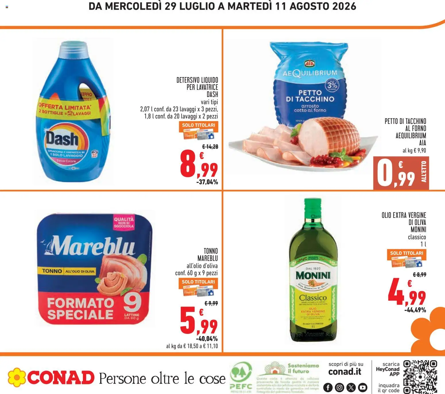Volantino Conad del 29/07/2026 | Pagina: 24 | Prodotti: Arrosto, Detergente, Olive, Petto di tacchino