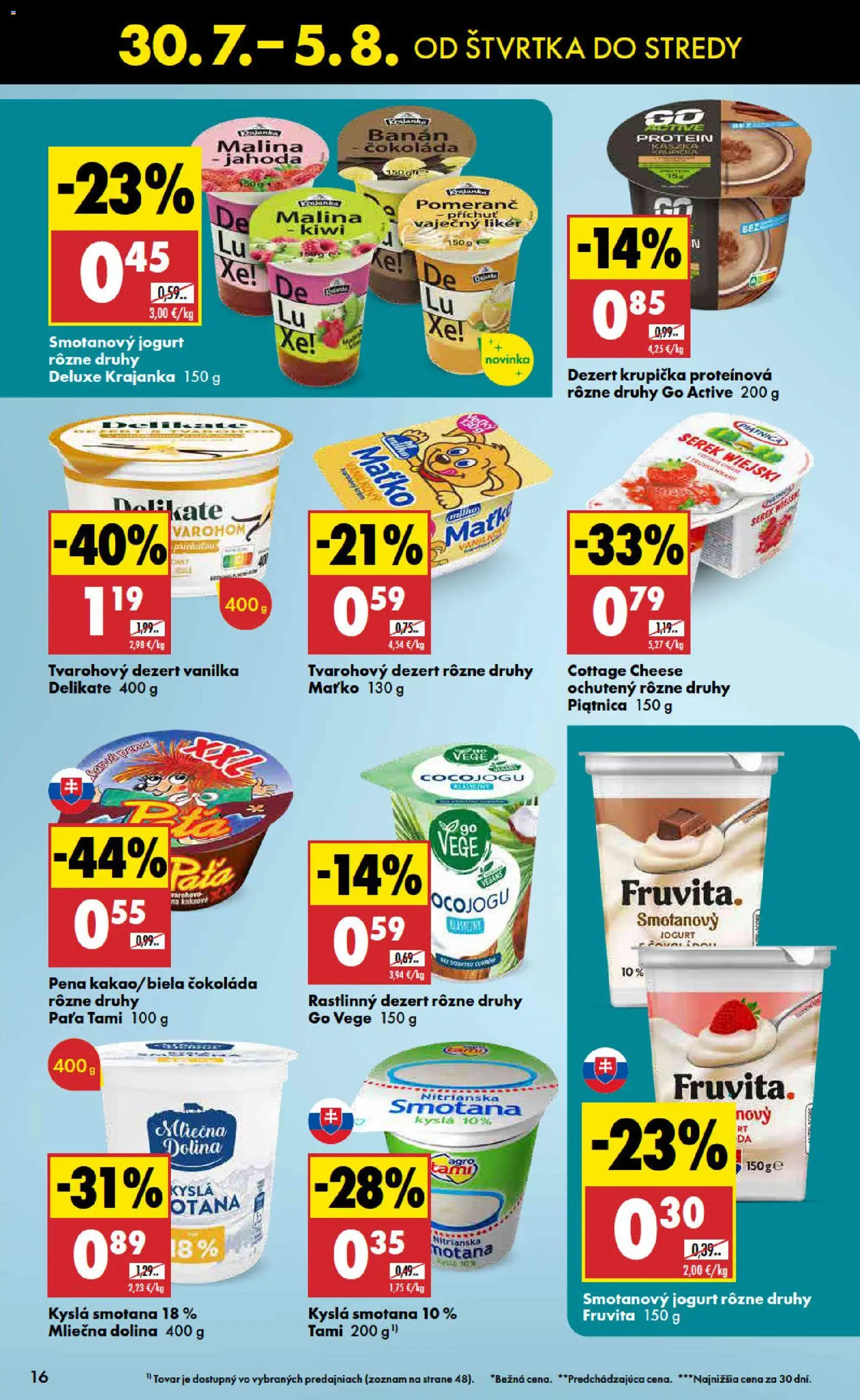 Nové Biedronka akcie – leták je platný od 30.07.2026 | Strana: 16 | Produkty: Jogurt, Smotana, Protein, Rastlinný dezert