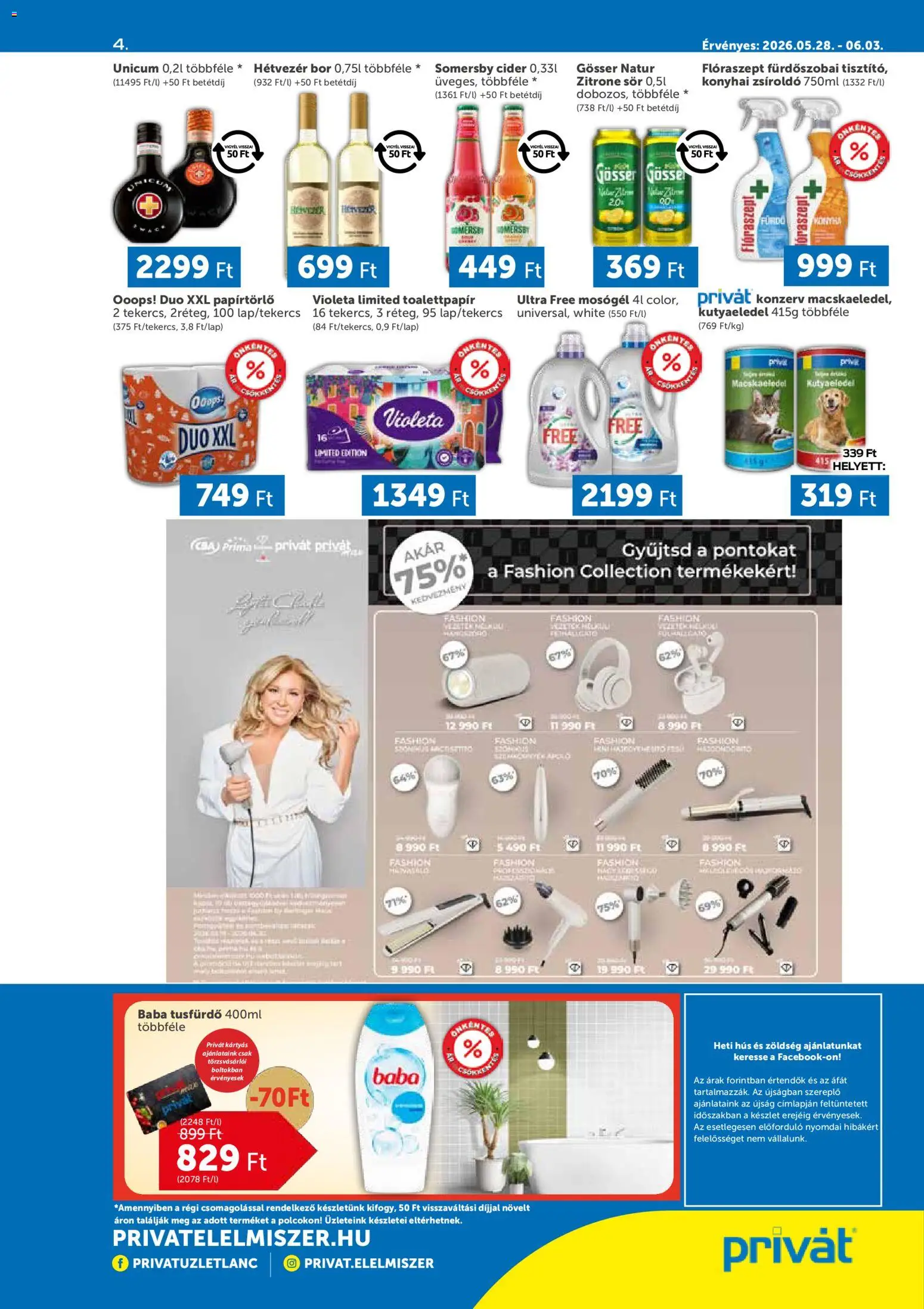 PRIVÁT akciós ujság - amely érvényes a következő dátumtól: 28.05.2026 | Oldal: 4 | Termékek: Hús, Kutyaeledel, Cider, Zöldség