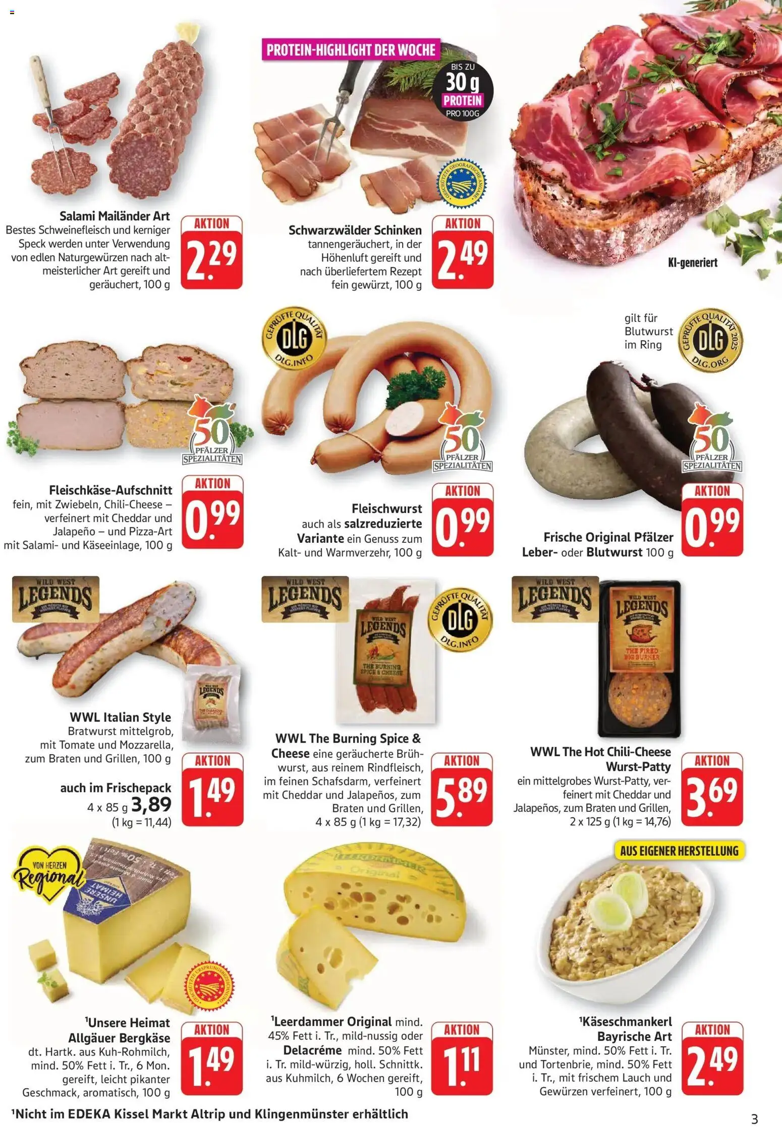 Edeka Prospekt Altrip (ab 07.09.2026) » Angebote Online | Seite: 3 | Produkte: Bratwurst, Salami, Schinken, Schweinefleisch