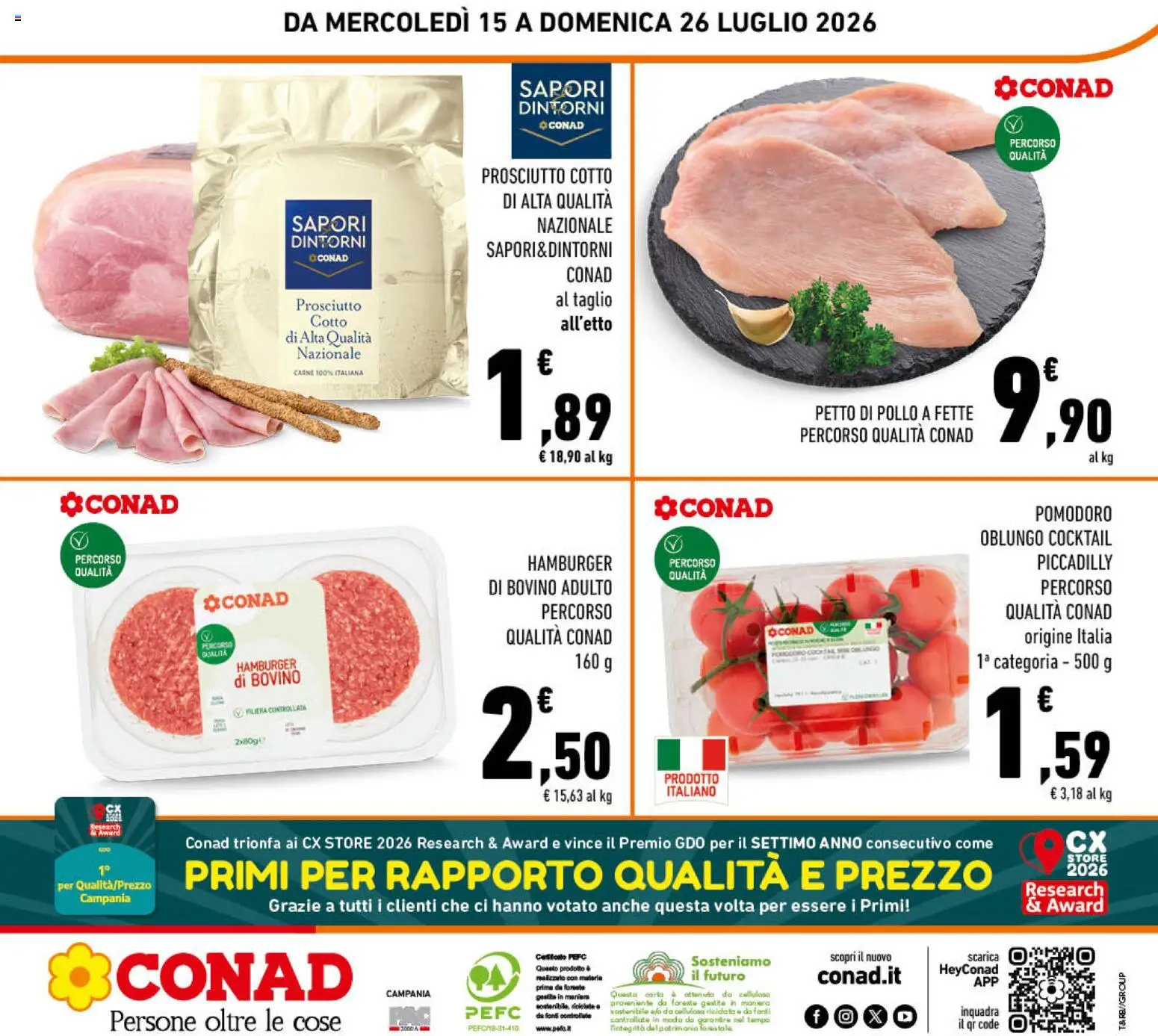 Volantino Conad del 15/07/2026 | Pagina: 24 | Prodotti: Bovino, Petto di Pollo, Prosciutto Cotto, Pomodoro