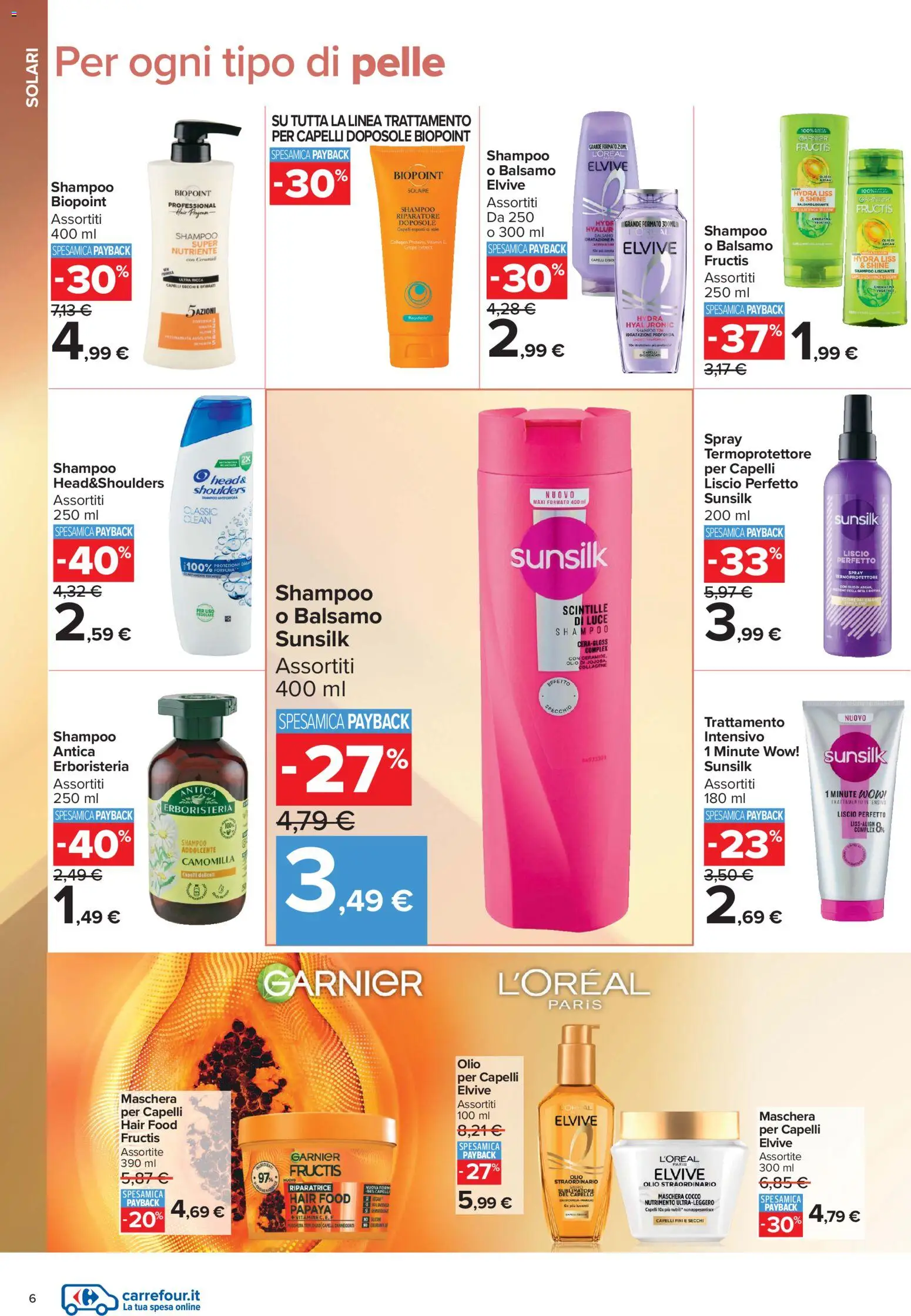 Volantino Carrefour del 10/07/2026 | Pagina: 6 | Prodotti: Shampoo, Olio per capelli, Cocco, Specchio