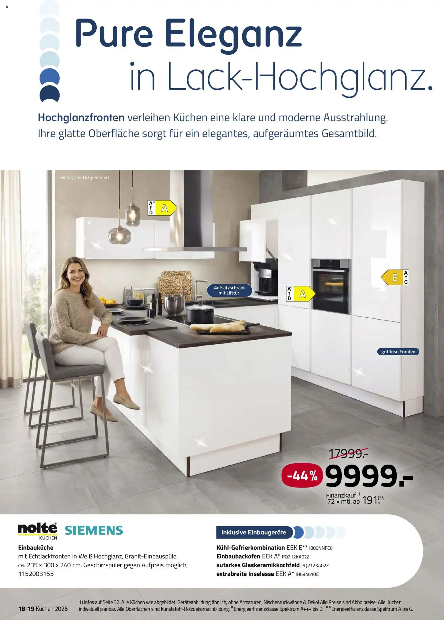 Roller Deine Küche 2026 – gültig ab 19.03.2026 | Seite: 18 | Produkte: Siemens, Geschirrspüler, Einbauküche, Kuchen