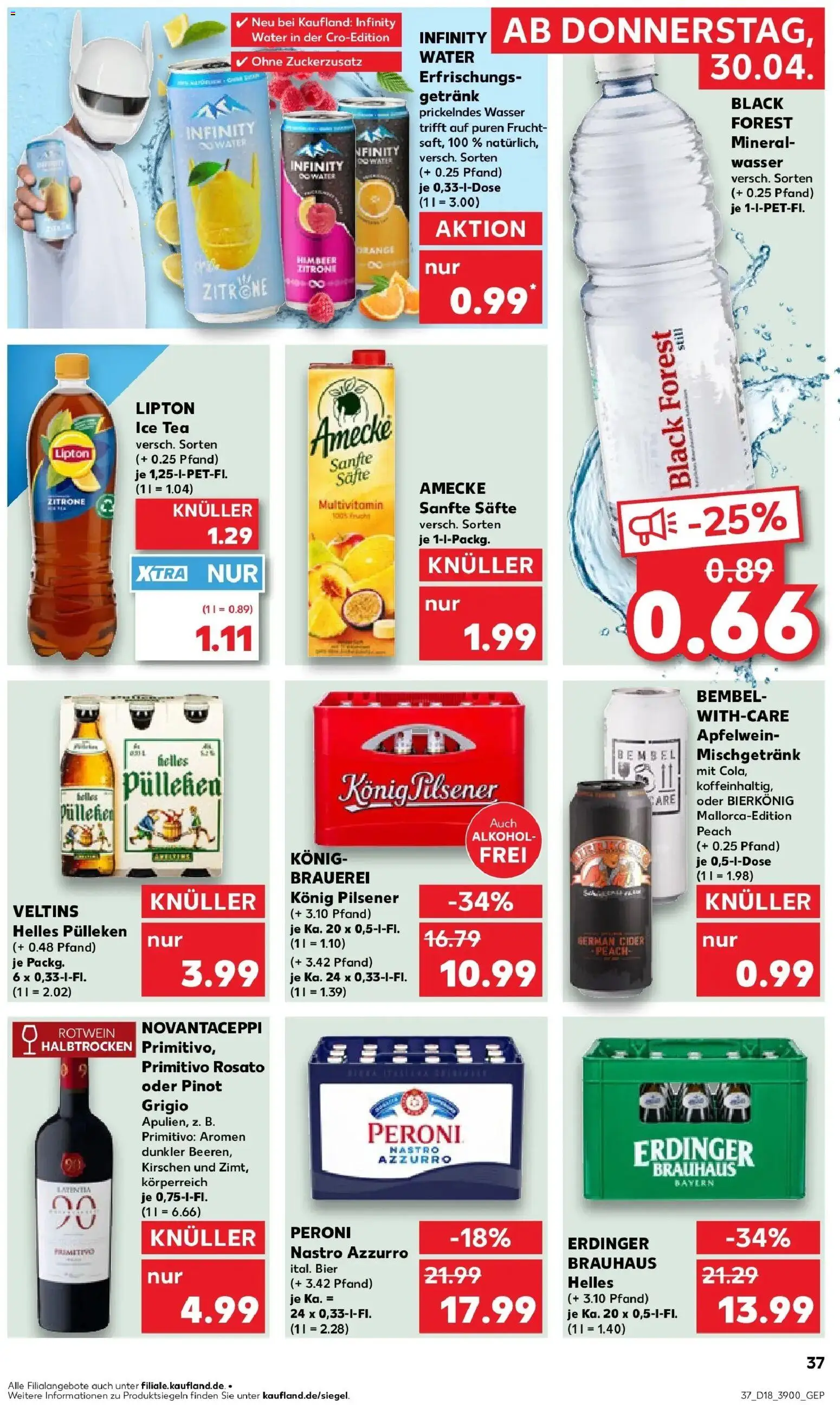 Prospekt Kaufland ab 30.04.2026 » Angebote Online zum Blättern | Seite: 37 | Produkte: Erdinger, Kirschen, Wasser, Veltins