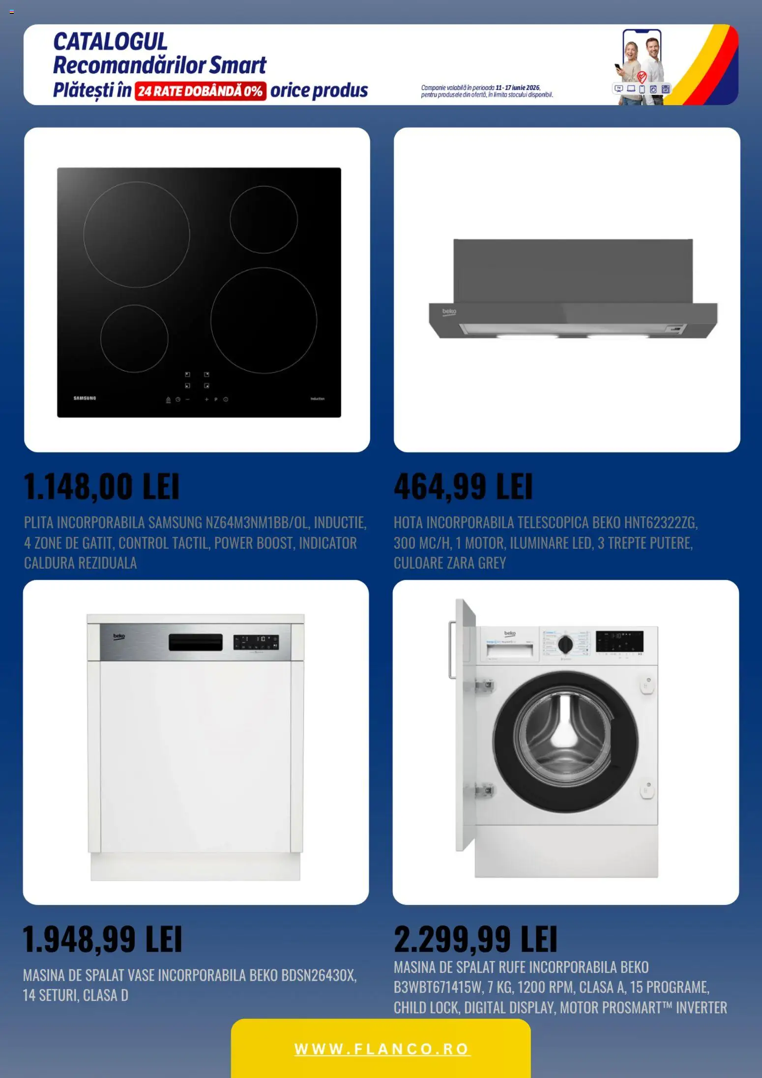 Noul catalog Flanco – valabil de la 11.06.2026 | Pagină: 3 | Produse: Hotă, Mașină De Spălat, Plită, Mașină De Spălat Vase
