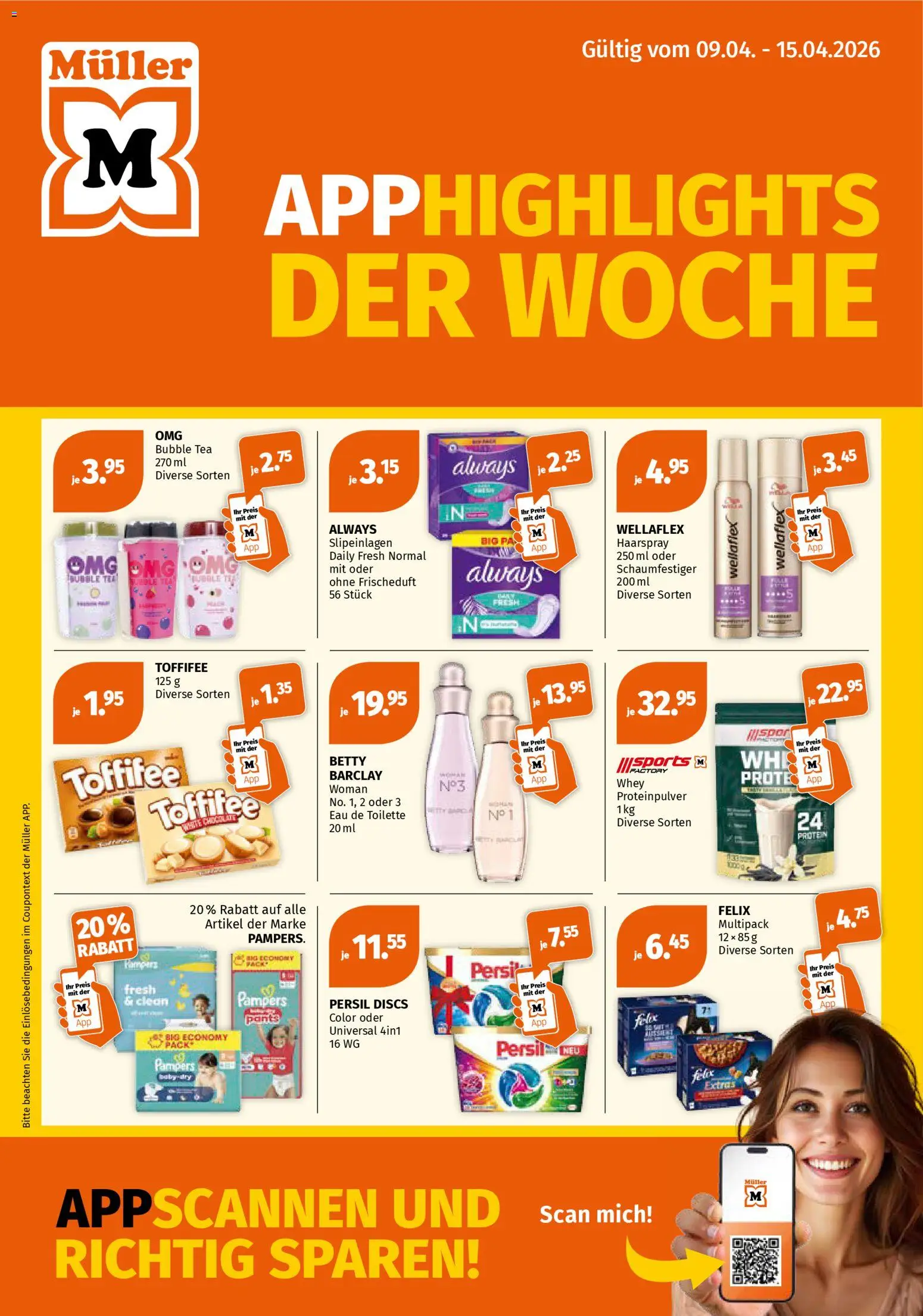 Müller aktionen – gültig ab 09.04.2026 | Seite: 1 | Produkte: Toilette, Eau de toilette, Haarspray, Pampers