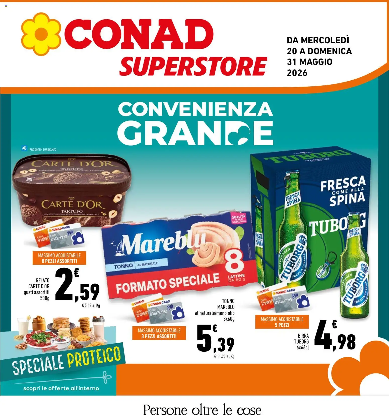 Volantino Conad del 20.05.2026 | Pagina: 1 | Prodotti: Birra, Gelato, Tonno, Tonno al naturale