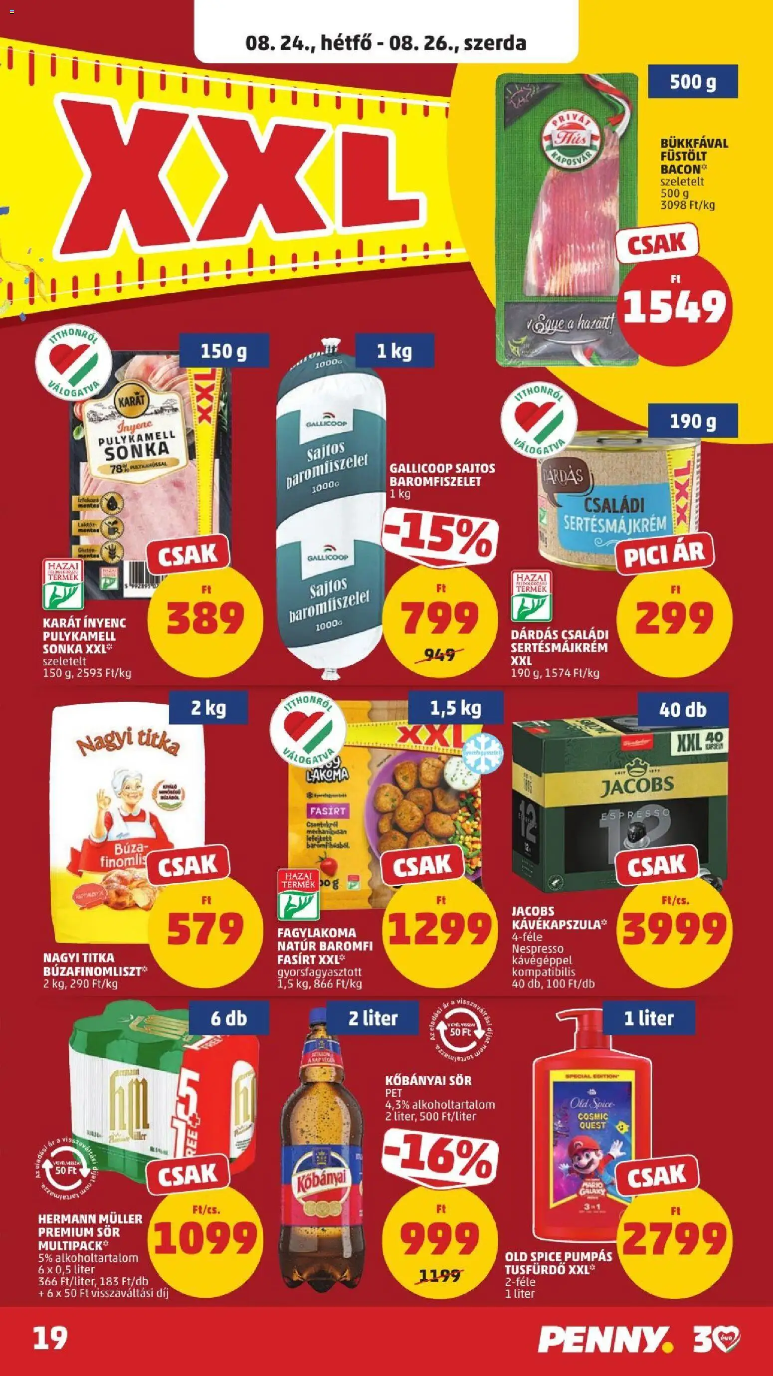 PENNY akciós ujság - amely érvényes a következő dátumtól: 2026.08.21. | Oldal: 23 | Termékek: Old spice, Kőbányai sör, Bacon, Fasírt