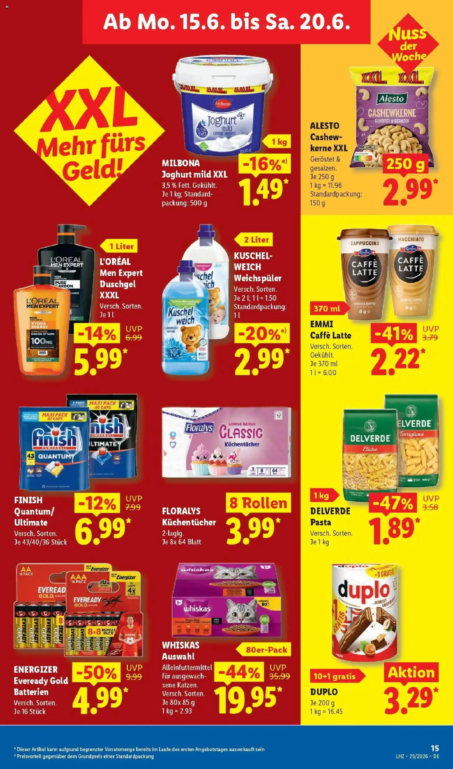 Lidl Prospekt Hagen – gültig ab 15.06.2026 | Seite: 25 | Produkte: Batterien, Duschgel, Weichspüler, Whiskas