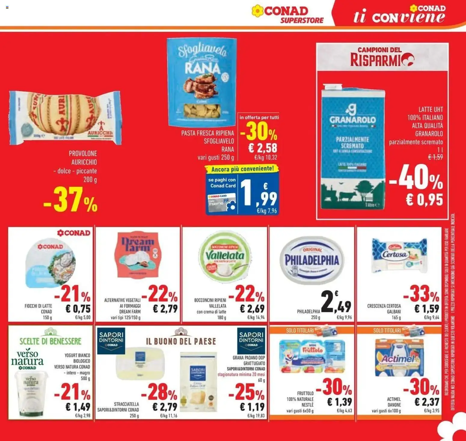Volantino Conad dal 09/09/2026 > Anteprima | Pagina: 5 | Prodotti: Provolone, Fiocchi, Mozzarella, Yogurt bianco