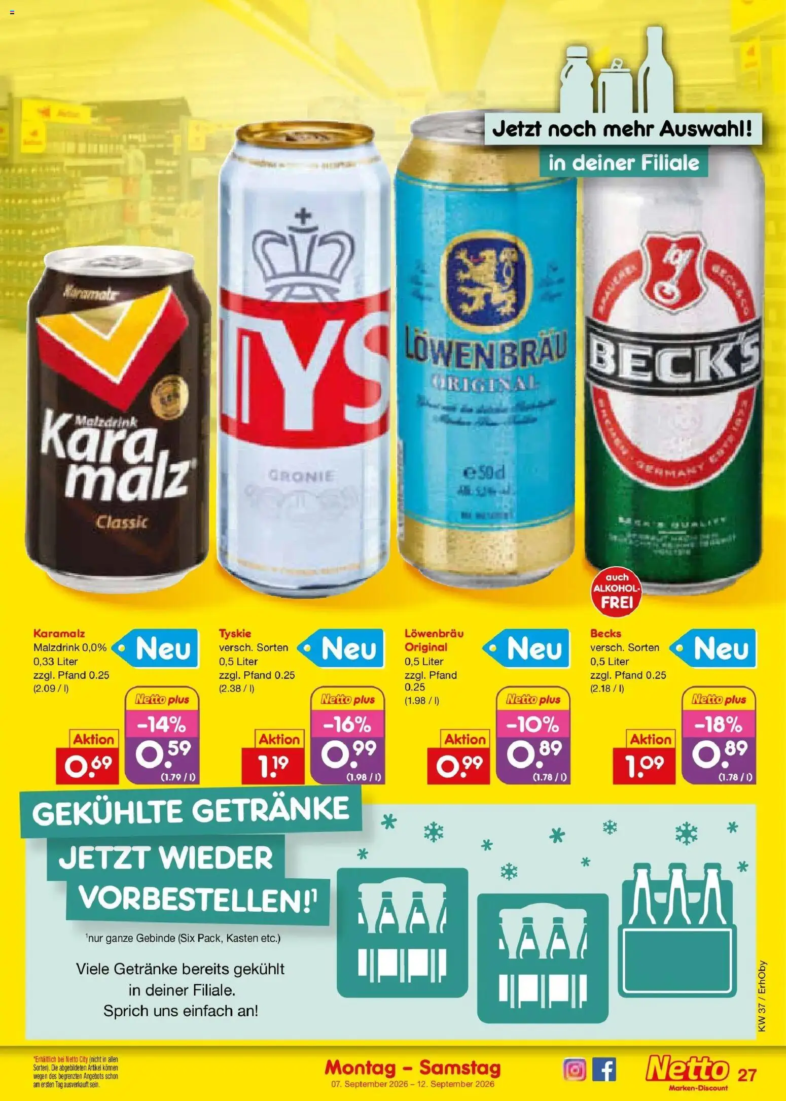 Netto Marken-Discount Prospekt München – gültig ab 07.09.2026 | Seite: 39 | Produkte: Tyskie, Alkohol