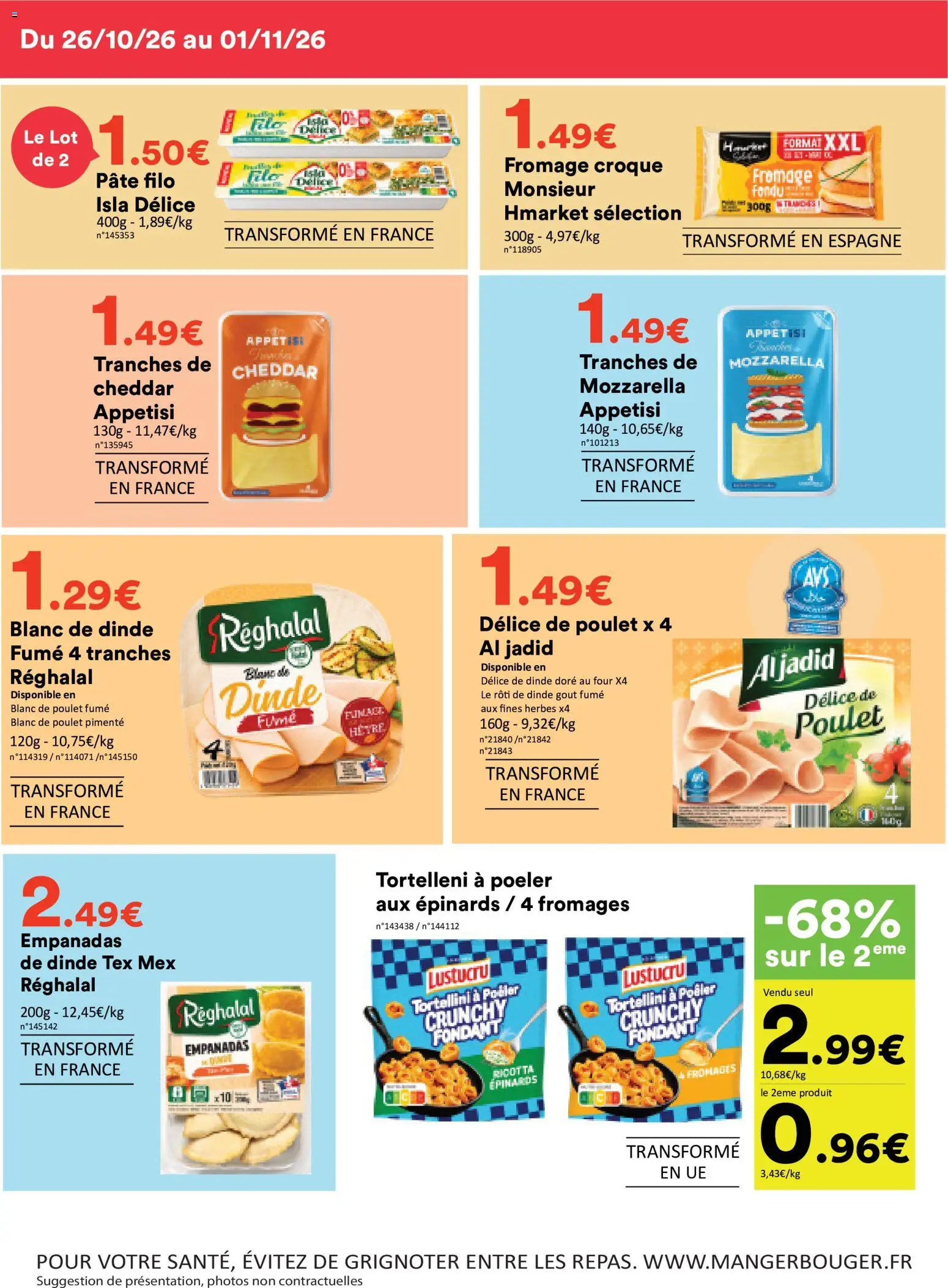 {H1} | Page: 4 | Produits: Empanadas, Épinards, Rôti de dinde, Ricotta
