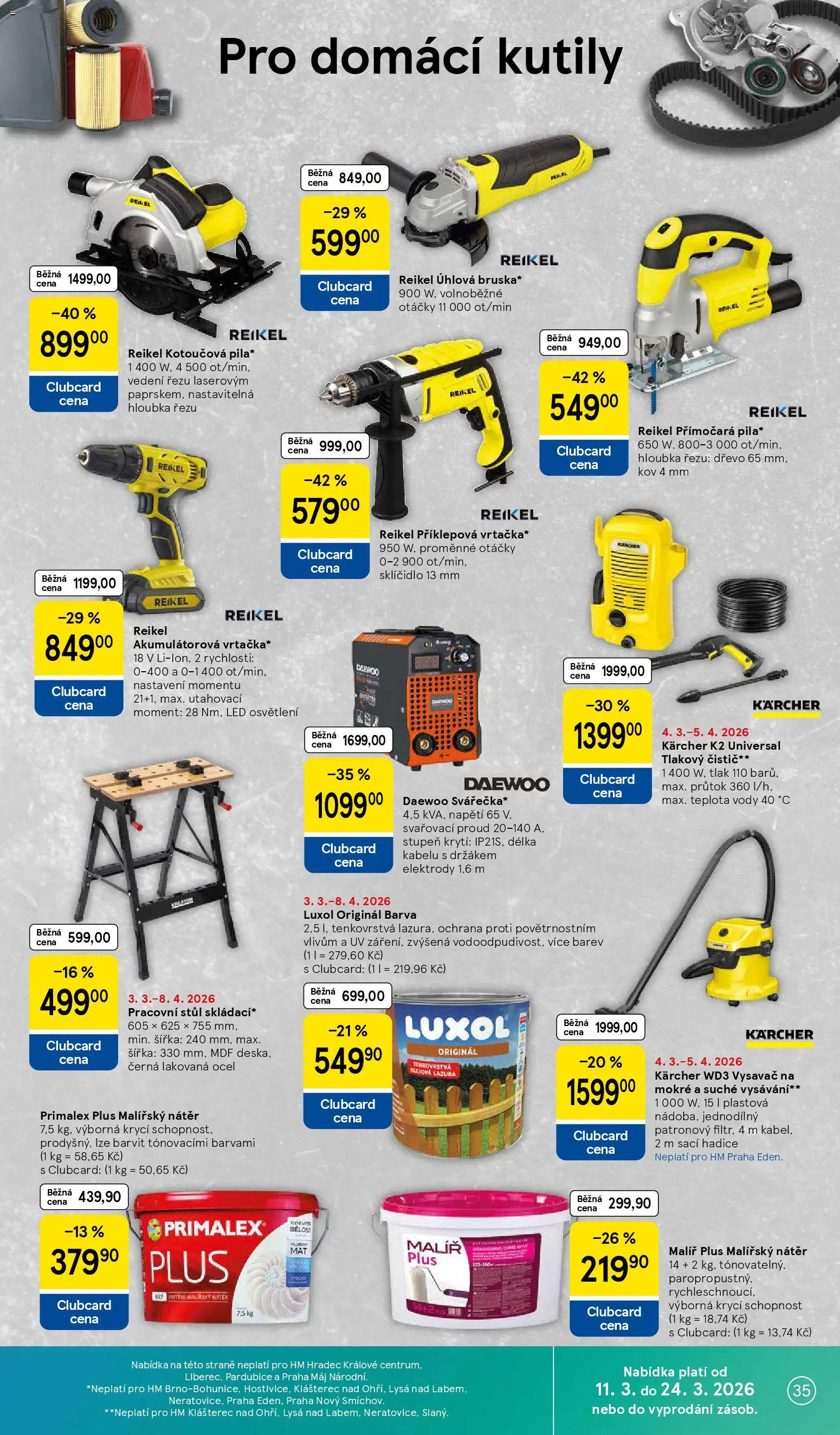 Tesco leták - Hypermarket od 11.03.2026 | Strana: 35 | Produkty: Kärcher, Bruska, Tlakový čistič, Úhlová bruska