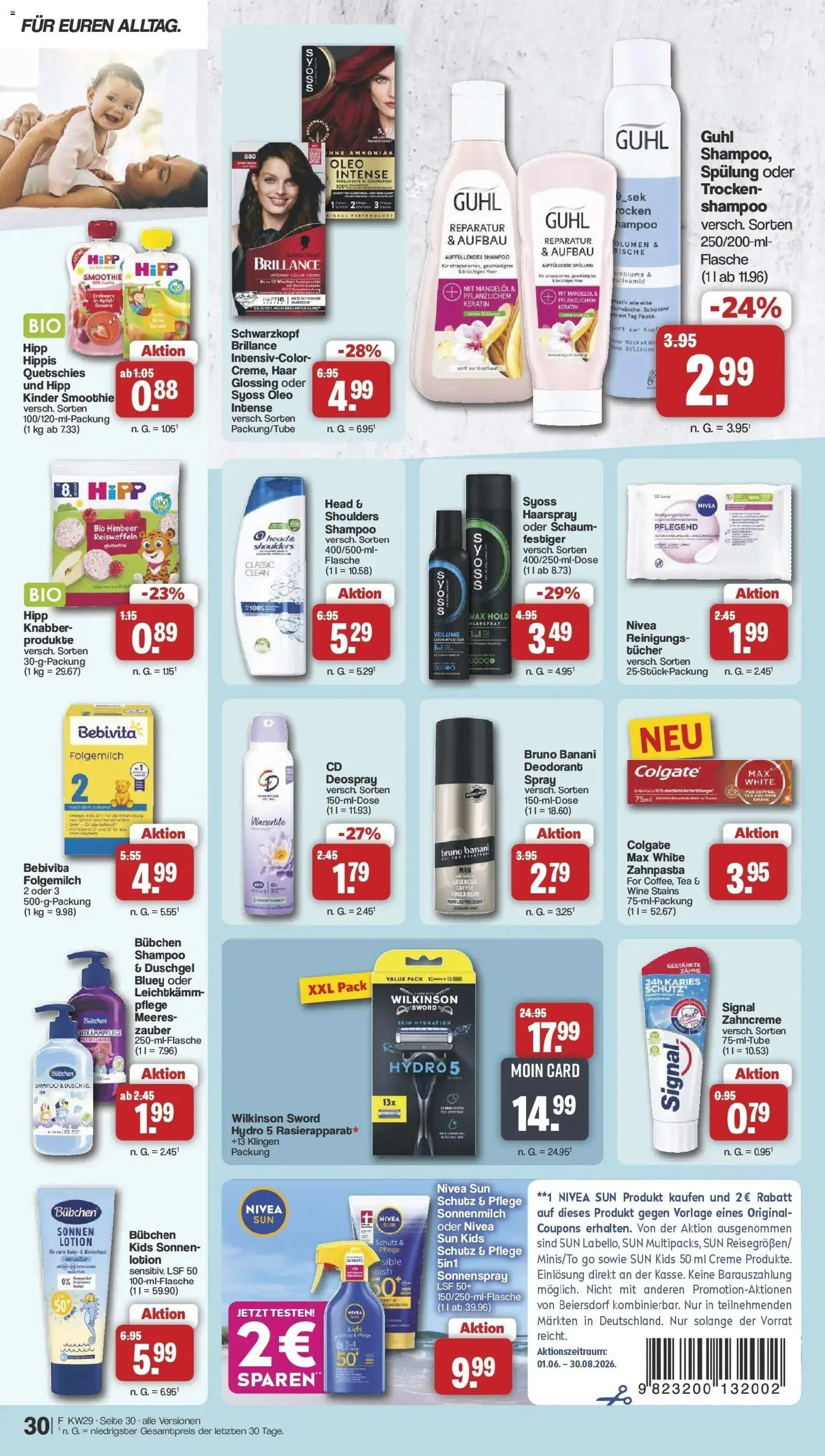 Famila Nordwest Prospekt Zeven – gültig ab 13.07.2026 | Seite: 30 | Produkte: Shampoo, Spülung, Haarspray, Creme