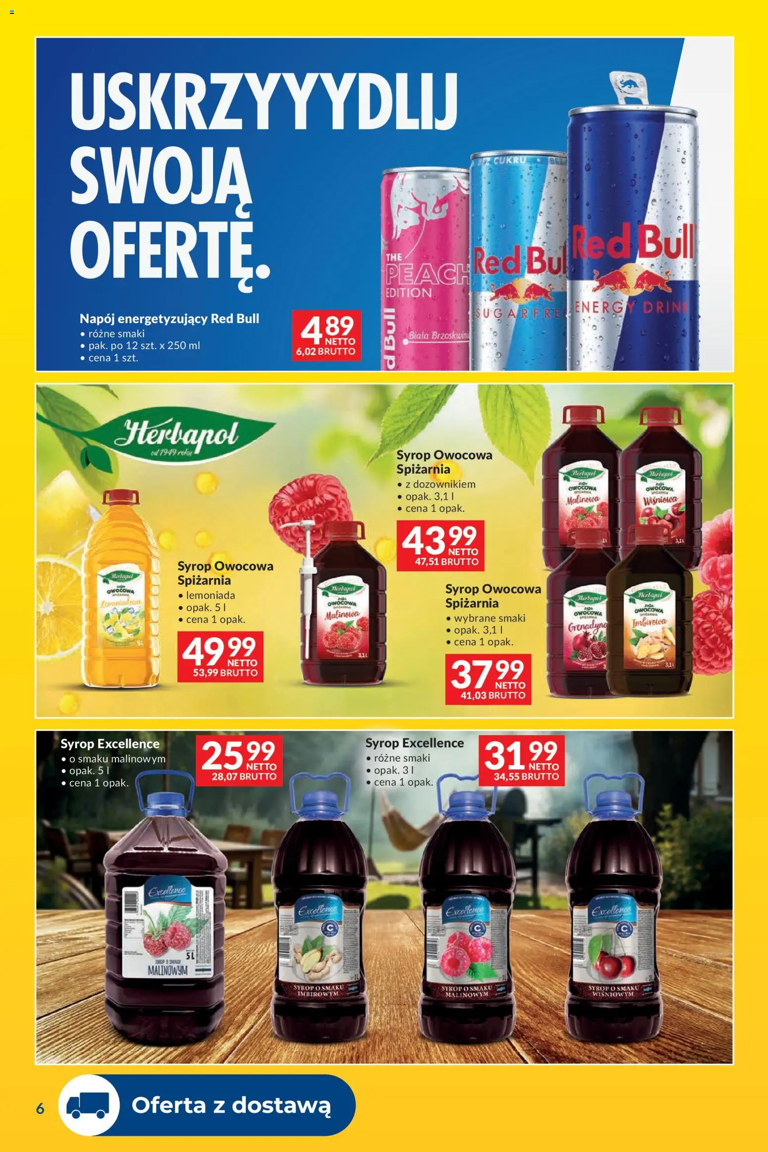 Makro gazetka - Dostawy dla gastronomii od 01.09.2026 | Strona: 6 | Produkty: Syrop, Red bull, Lemoniada