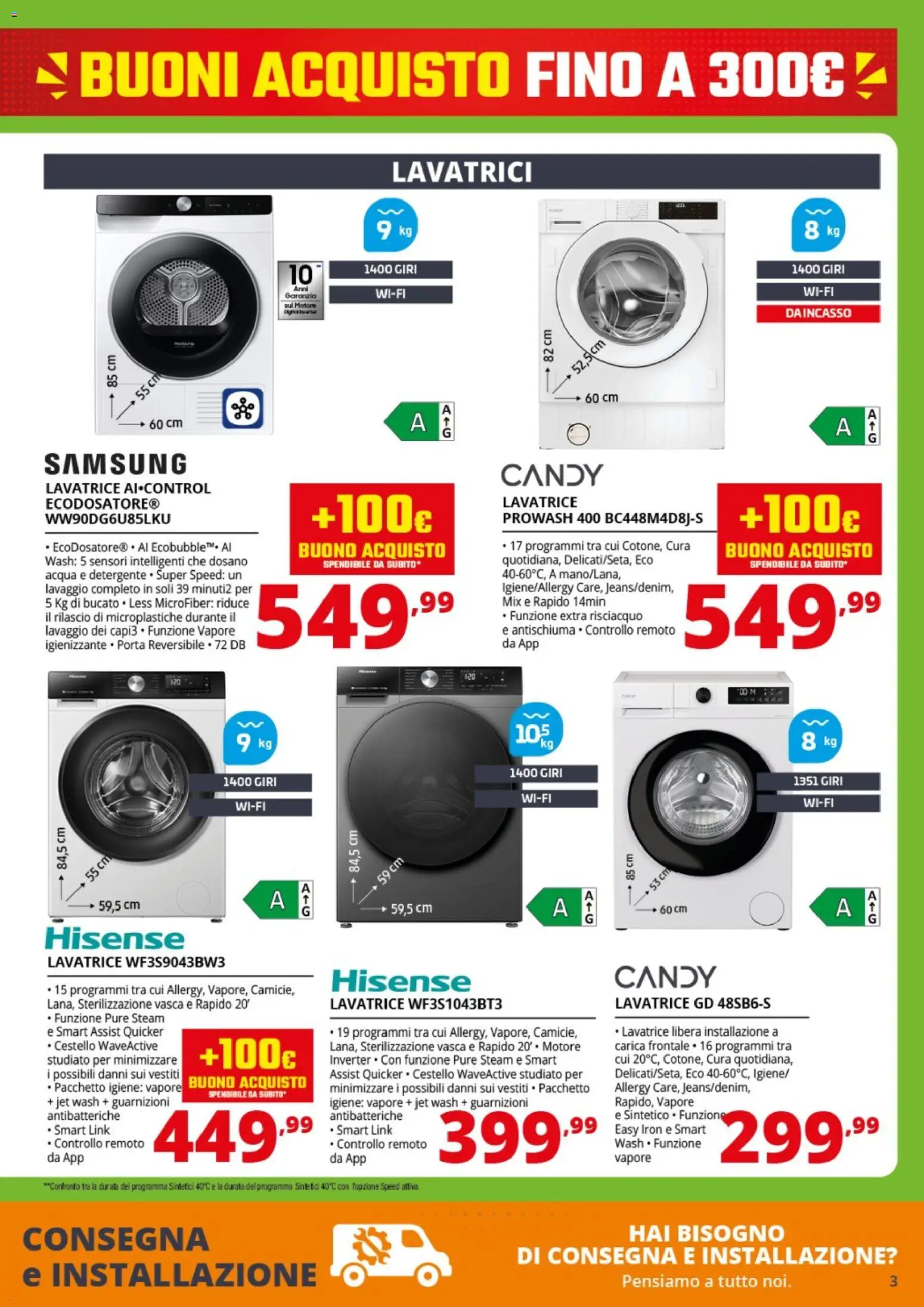 Volantino Comet del 09/10/2026 | Pagina: 3 | Prodotti: Vestiti, Acqua, Lavatrice, Samsung