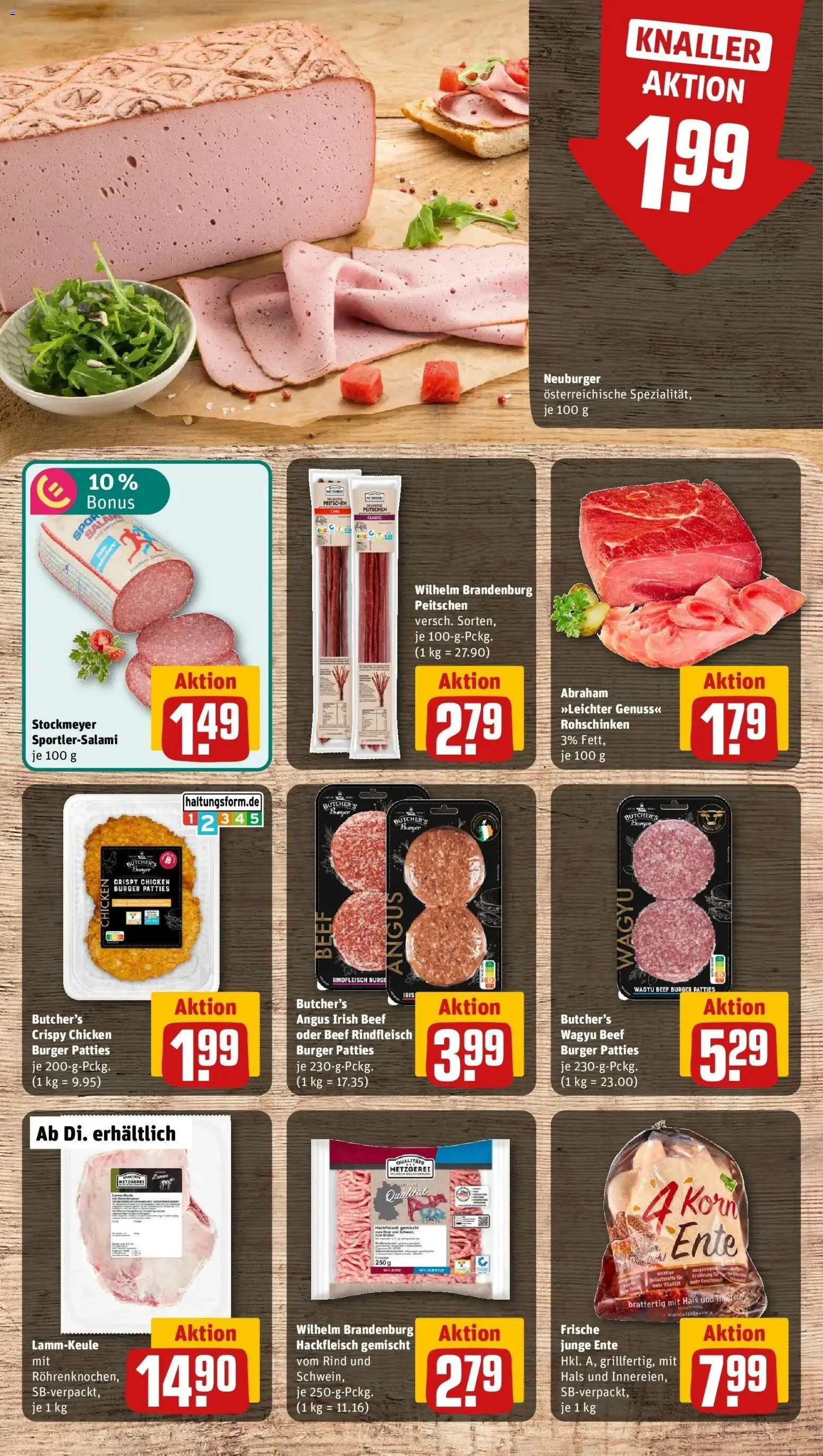 REWE Prospekt ab 26.10.2026 zum Blättern » Angebote | Seite: 9 | Produkte: Burger, Rindfleisch, Ente, Hackfleisch