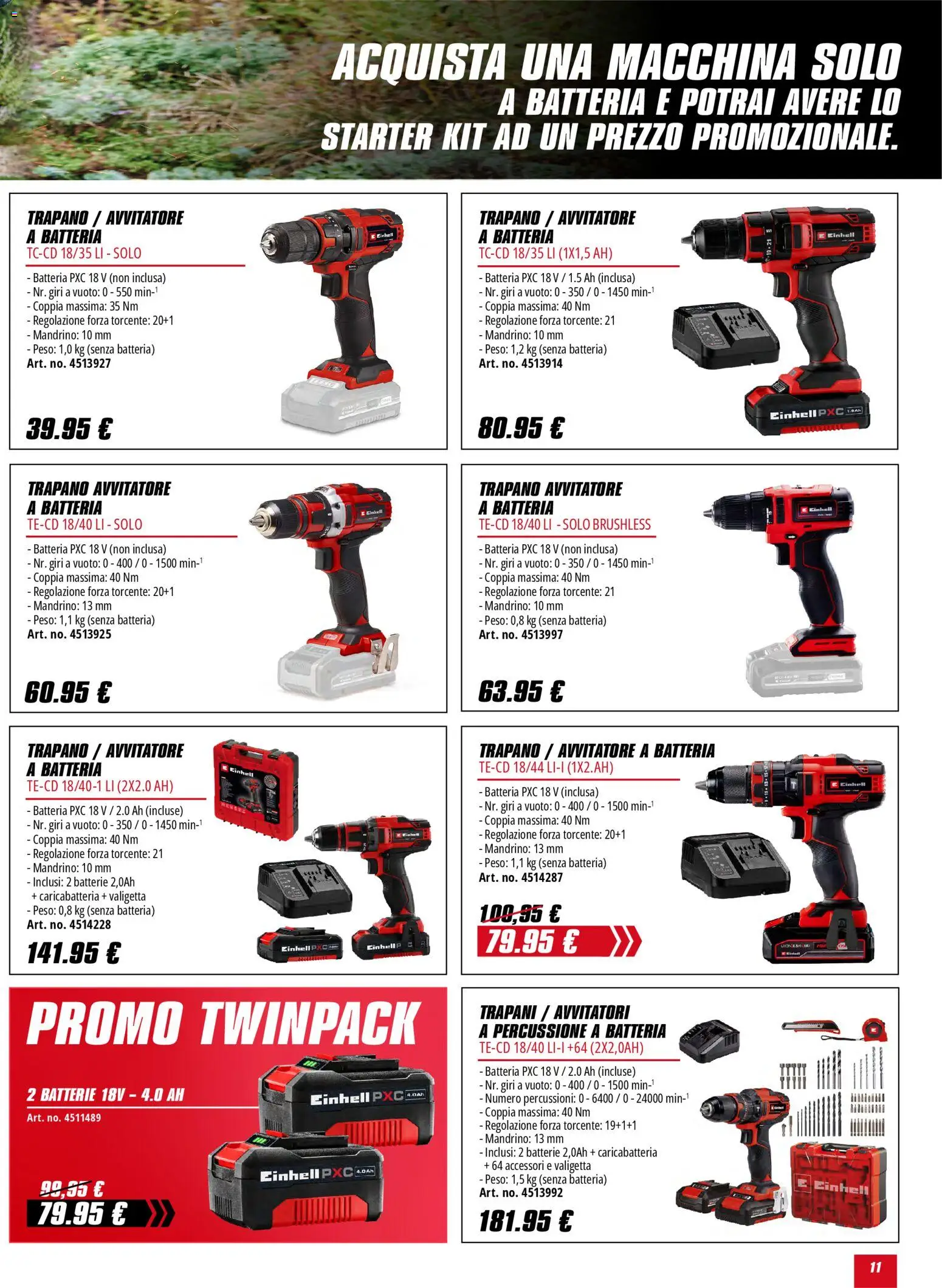 Volantino Einhell del 02.02.2026 | Pagina: 11 | Prodotti: Trapano, Valigetta, Batteria, Batterie
