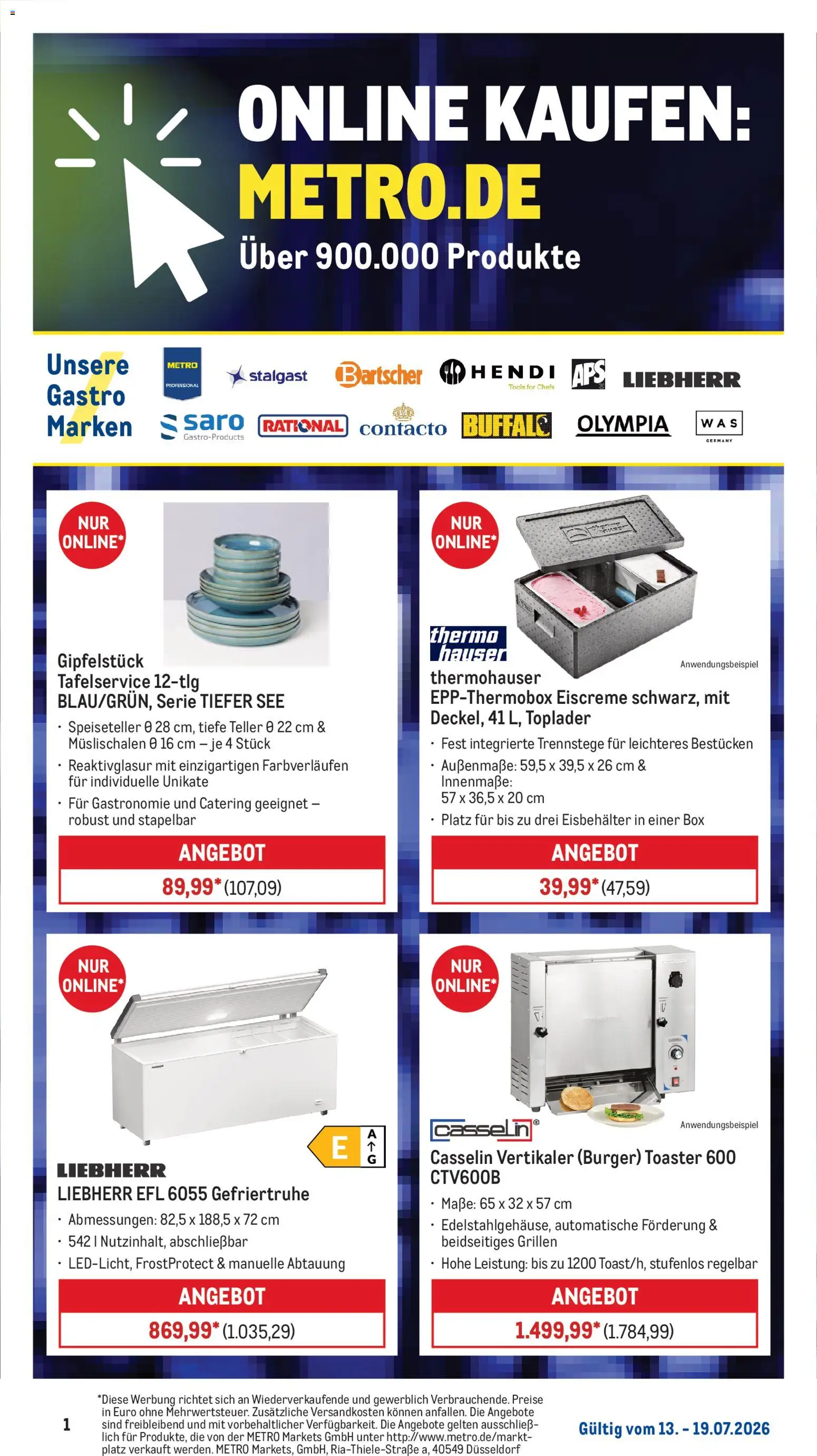 Metro NonFood-Angebote – gültig ab 13.07.2026 | Seite: 15 | Produkte: Burger, Eiscreme, Gefriertruhe, Toplader