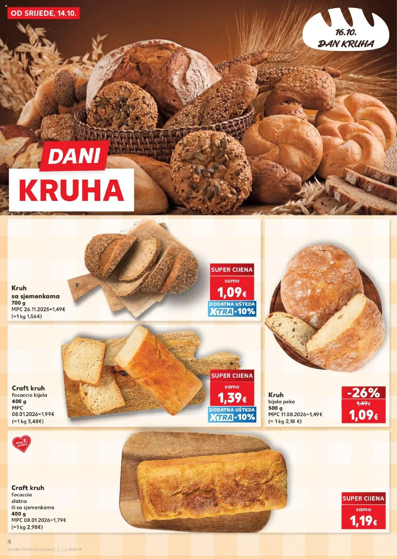 Kaufland katalog | vrijedi od 14.10.2026 | Stranica: 4 | Proizvodi: Focaccia, Kruh