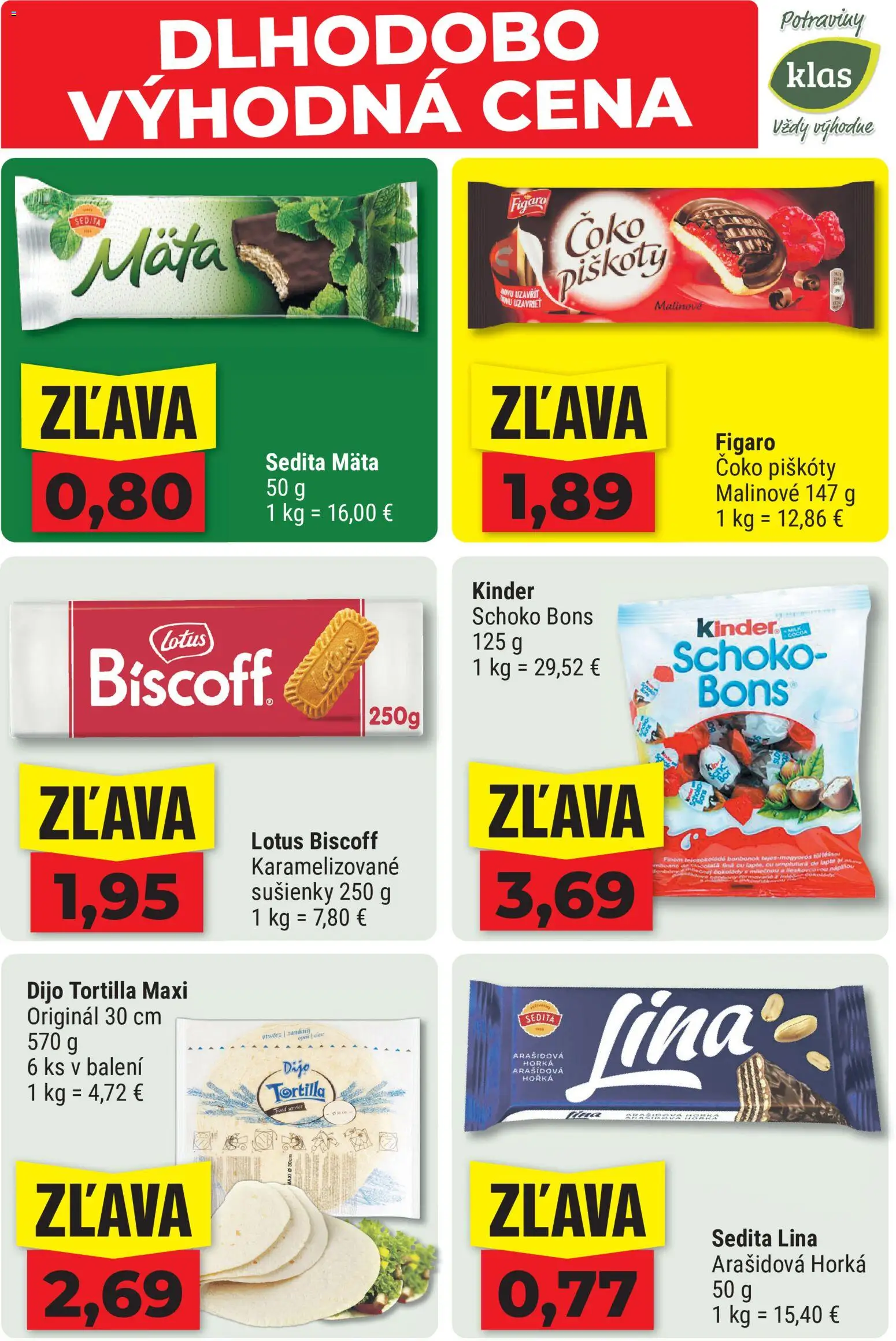 Nové Klas akcie – leták je platný od 10.08.2026 | Strana: 18 | Produkty: Piškóty, Lotus, Sušienky, Kinder