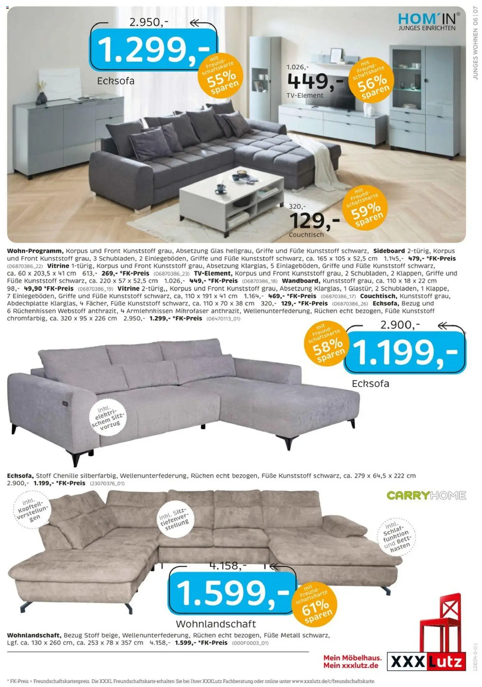 XXXLutz Junges Wohnen – gültig ab 29.03.2026 | Seite: 7 | Produkte: Sideboard, Ecksofa, Bett, Couchtisch