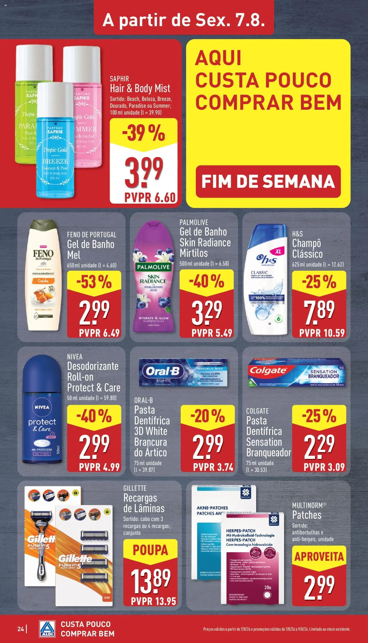 Aldi folheto │ válido de 03/08/2026 | Página: 24 | Produtos: Cabo, Champô, Desodorizante, Mel