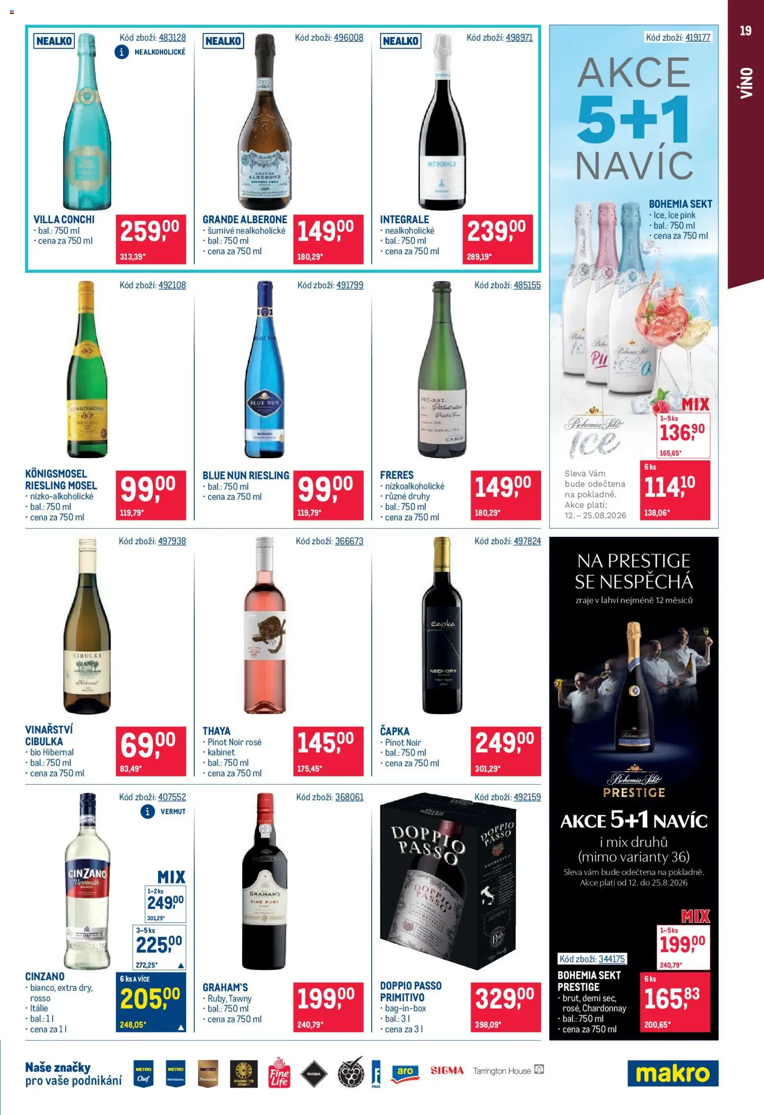Makro leták - Gastronomie od 12.08.2026 | Strana: 19 | Produkty: Víno, Primitivo, Sekt, Vermut