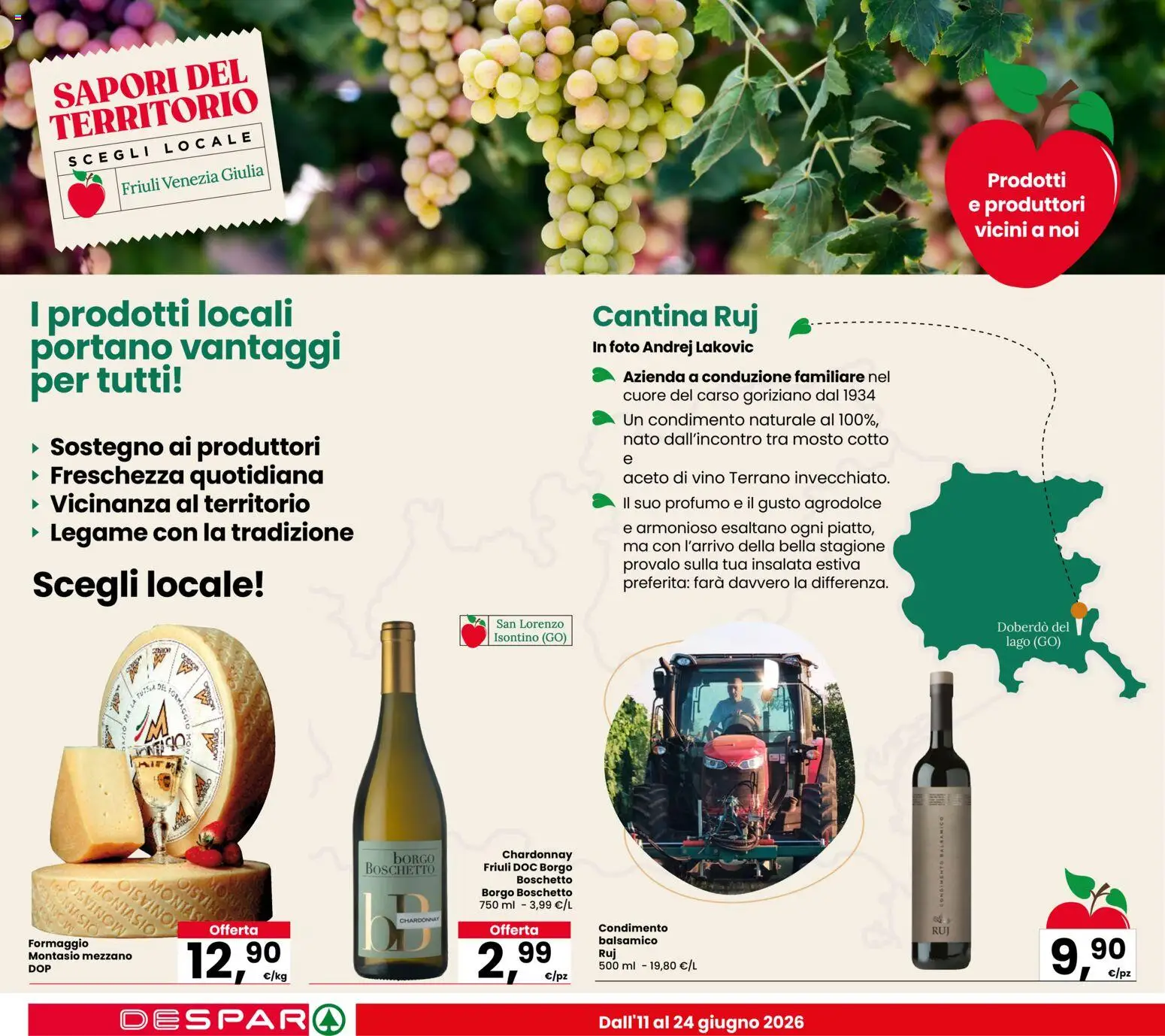 Volantino Despar del 11.06.2026 | Pagina: 2 | Prodotti: Insalata, Formaggio, Vino, Aceto