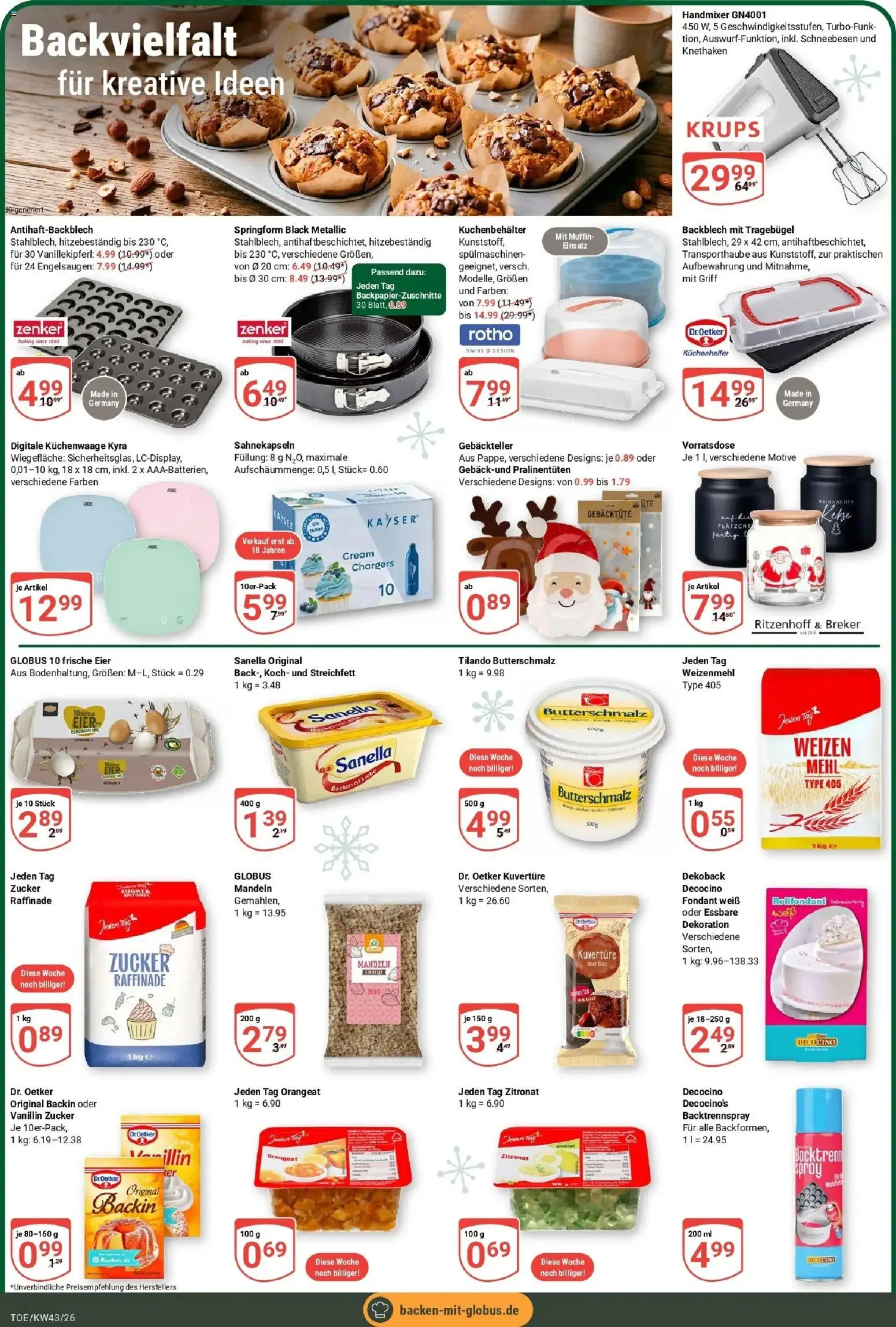 Globus Prospekt Tönisvorst (ab 19.10.2026) » Angebote online | Seite: 23 | Produkte: Butterschmalz, Mehl, Eier, Zucker