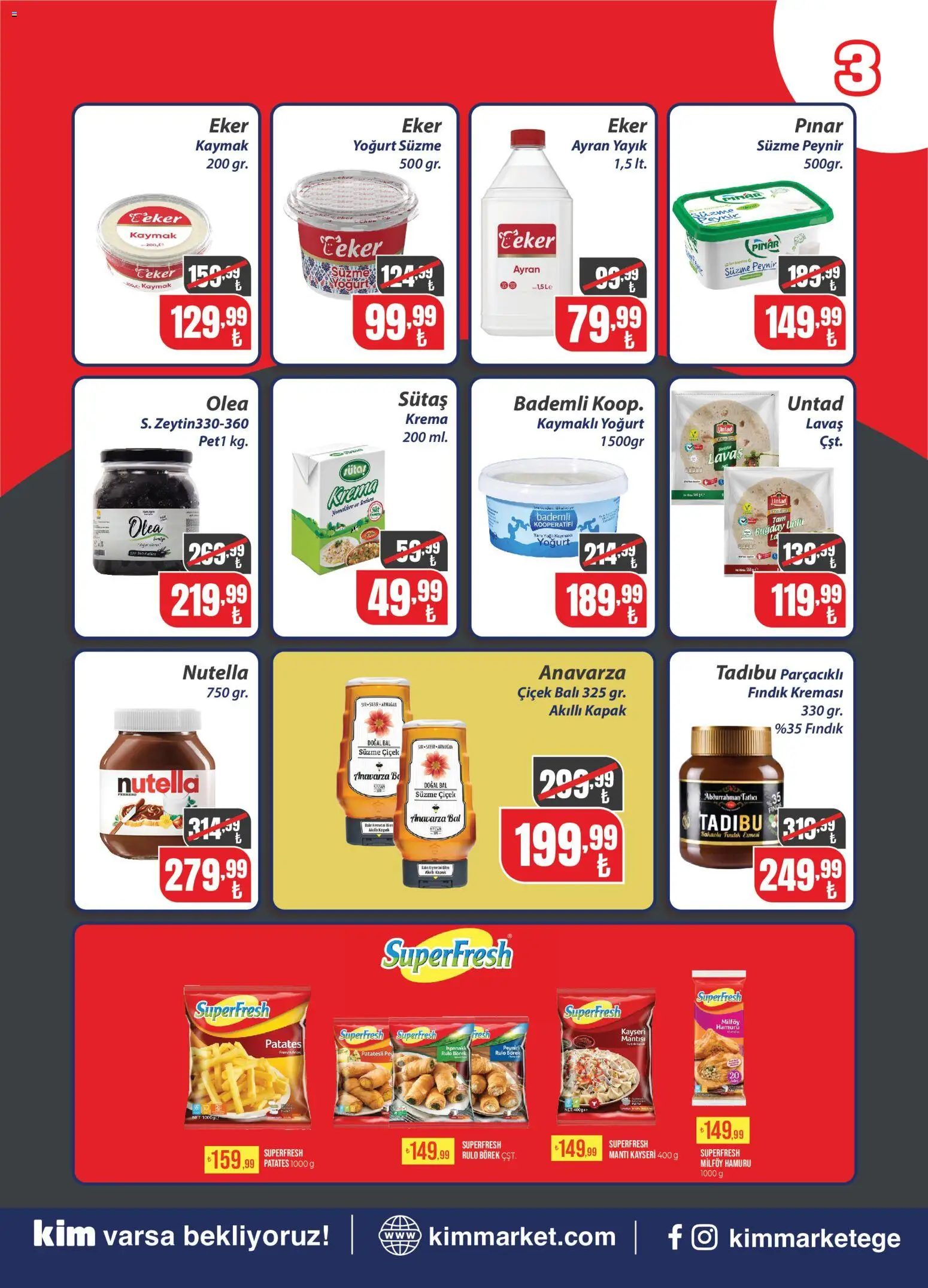 Kim Market Katalog - 20 Temmuz 2026 tarihinden itibaren geçerlidir | Sayfa: 3 | Ürünler: Yoğurt, Fındık, Krema, Patates