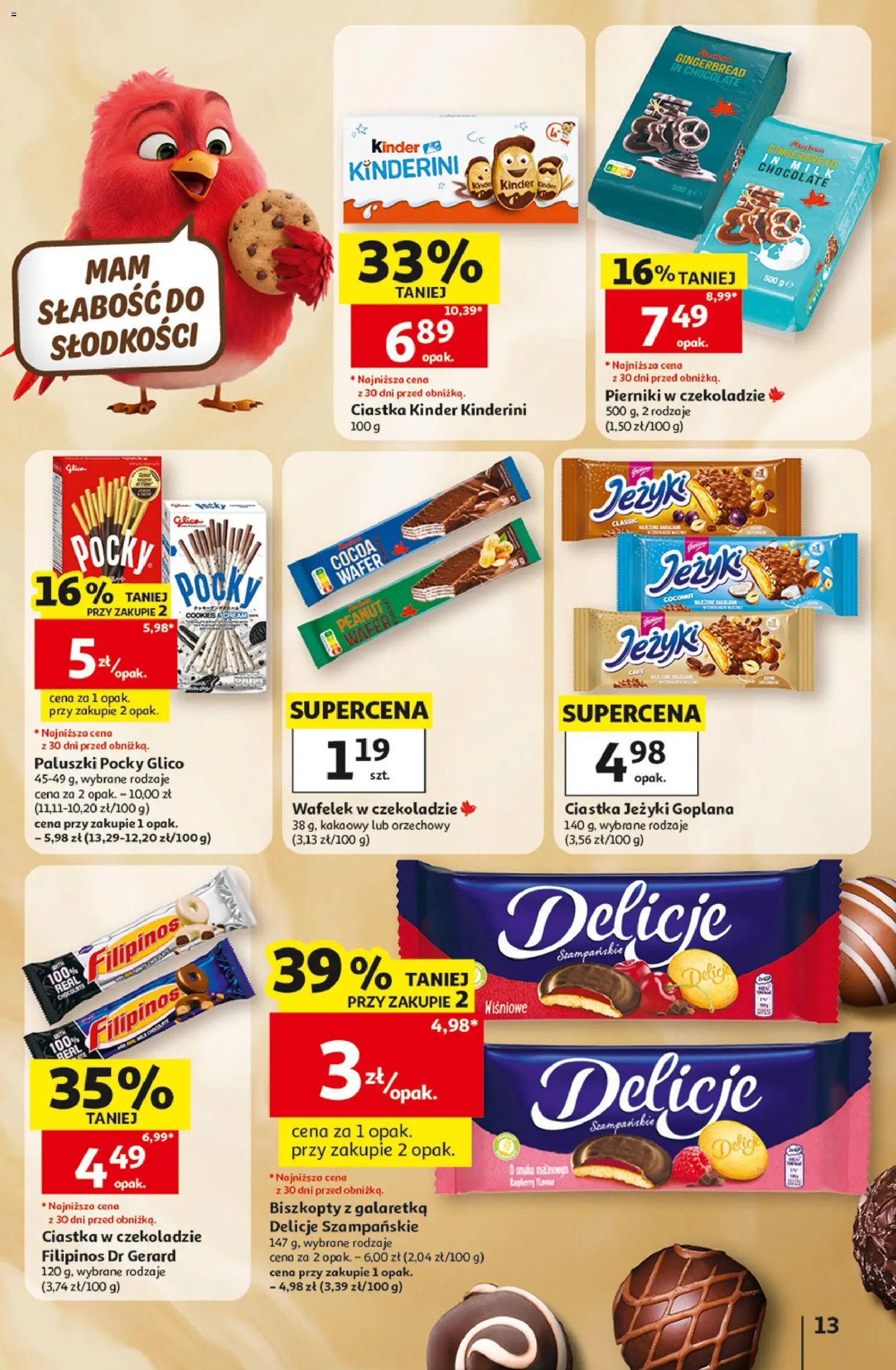 Auchan gazetka - Hipermarket od 22.10.2026 | Strona: 13 | Produkty: Pocky, Pierniki w czekoladzie, Ciastka, Paluszki pocky